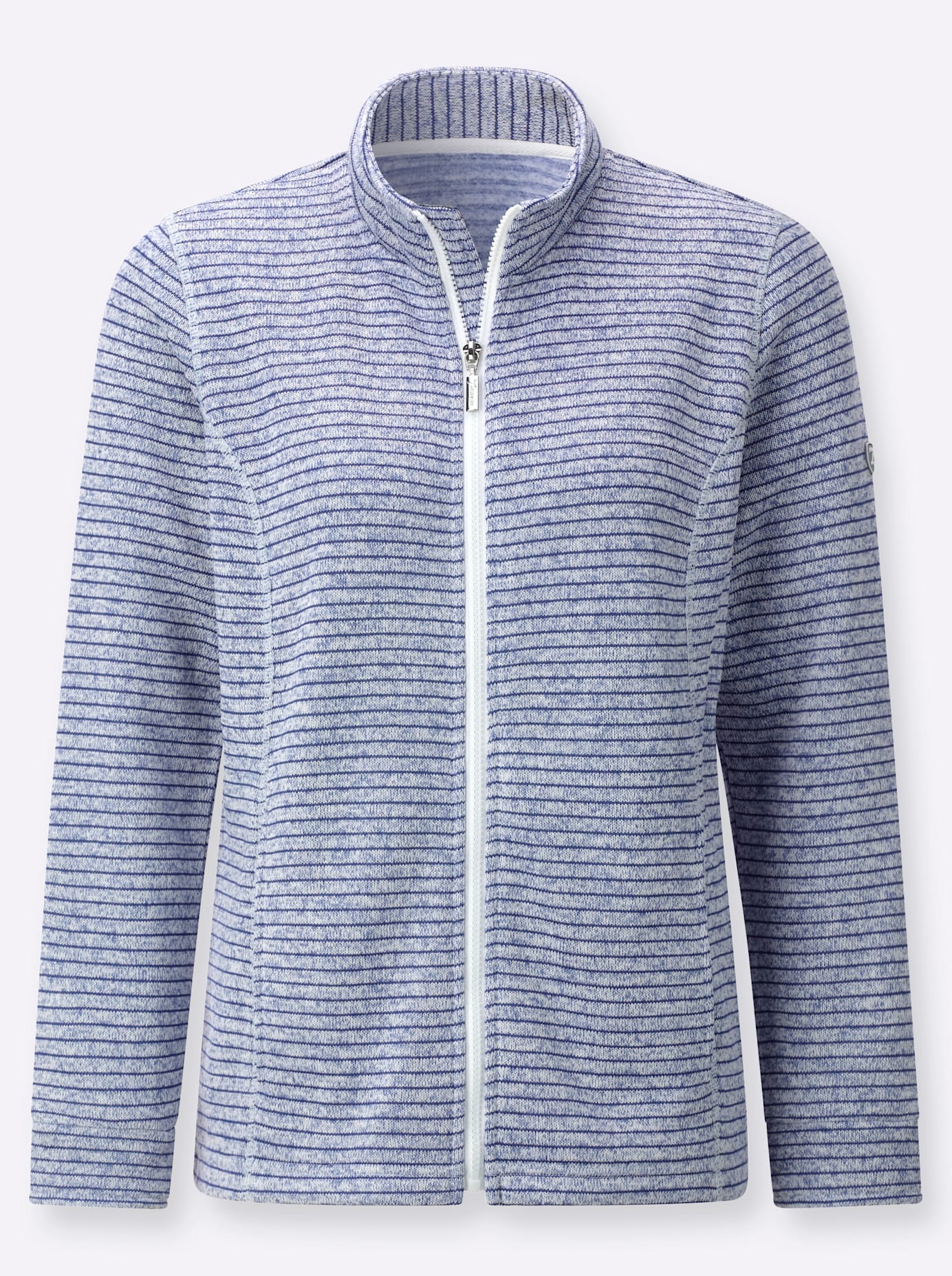 Fleecejacke CASUAL LOOKS, Damen, Gr. 40, jeansblau, meliert, 100% Polyester, Besatz:8% Elasthan, 92% Polyester, meliert, Jacken Fleecejacke 3