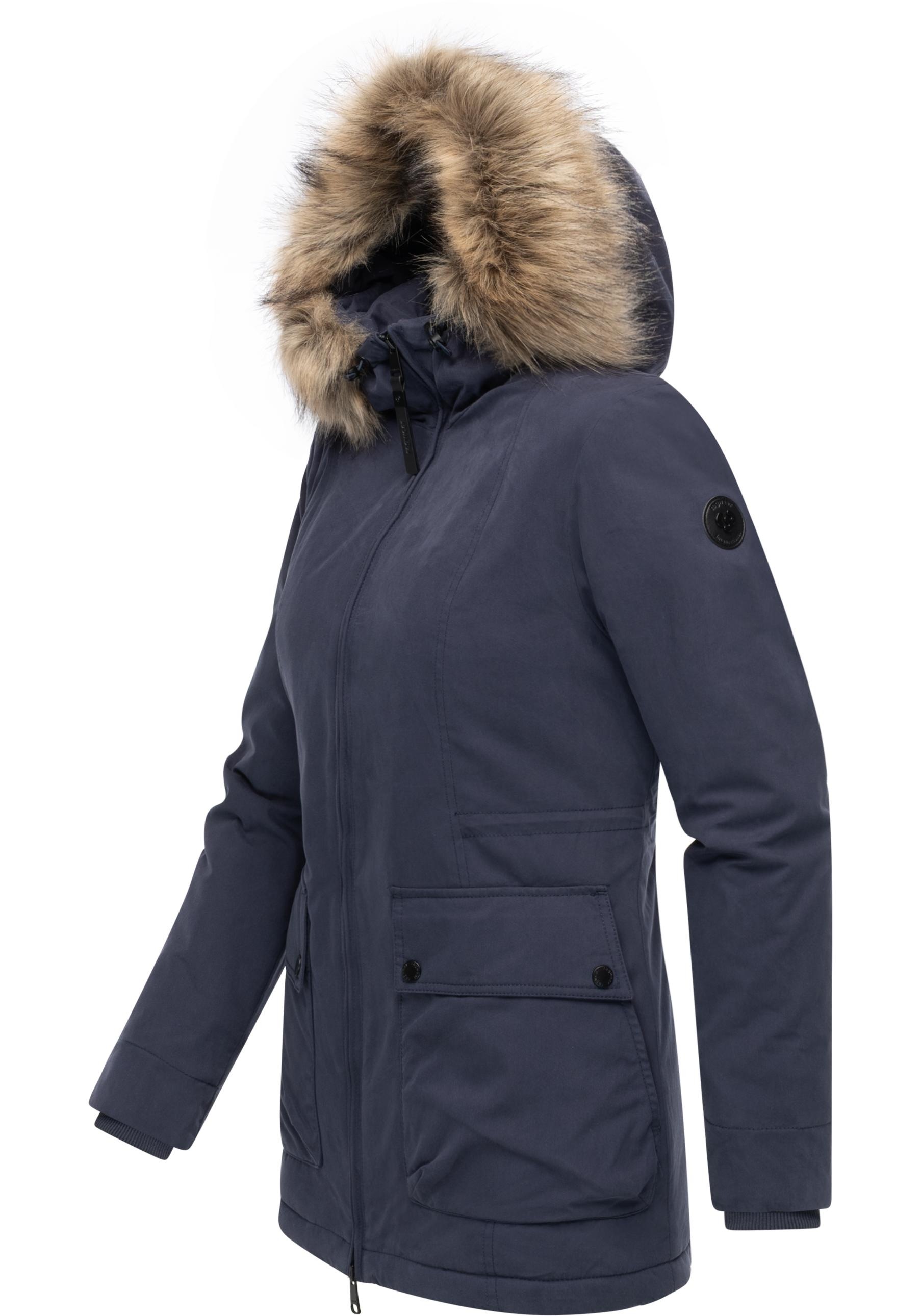 Ragwear Kurzmantel »Monadetta Warm«, Kurzer Wintermantel mit Kunstfellbesatz