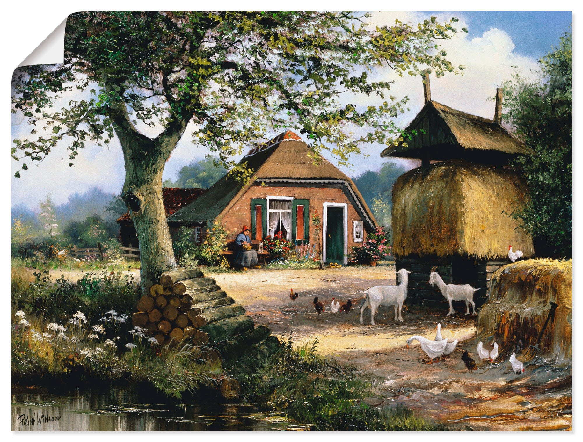 Artland Wandbild »Idyllische Farm mit Hühnern und Ziegen«, Garten, (1 St.), als Leinwandbild, Poster in verschied. Größen