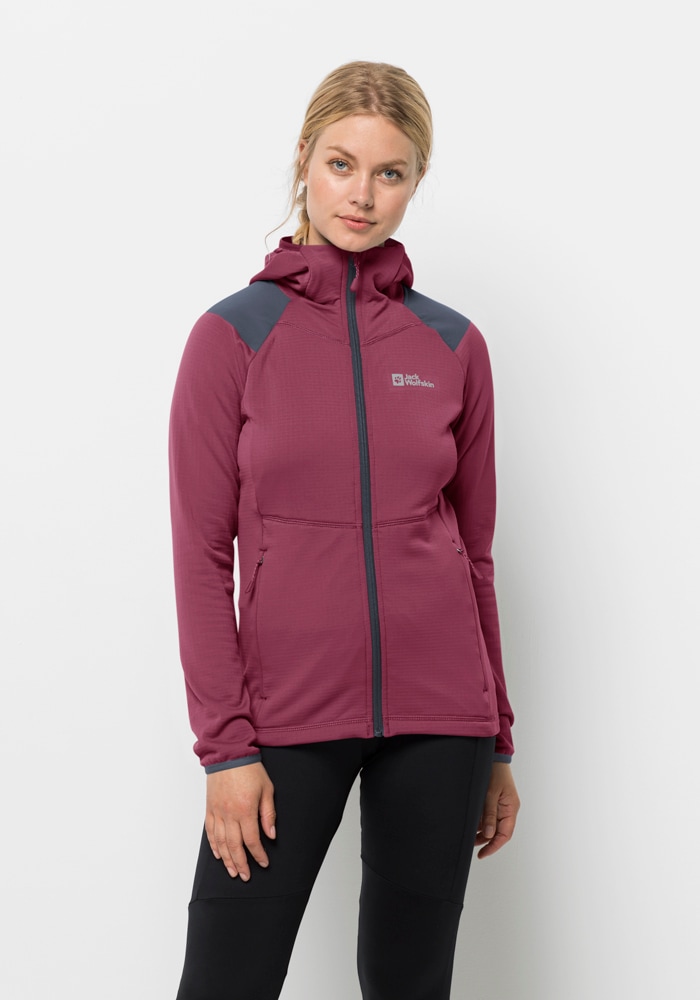 Jack Wolfskin Kapuzenfleecejacke "KOLBENBERG HOODED FZ W", mit Kapuze