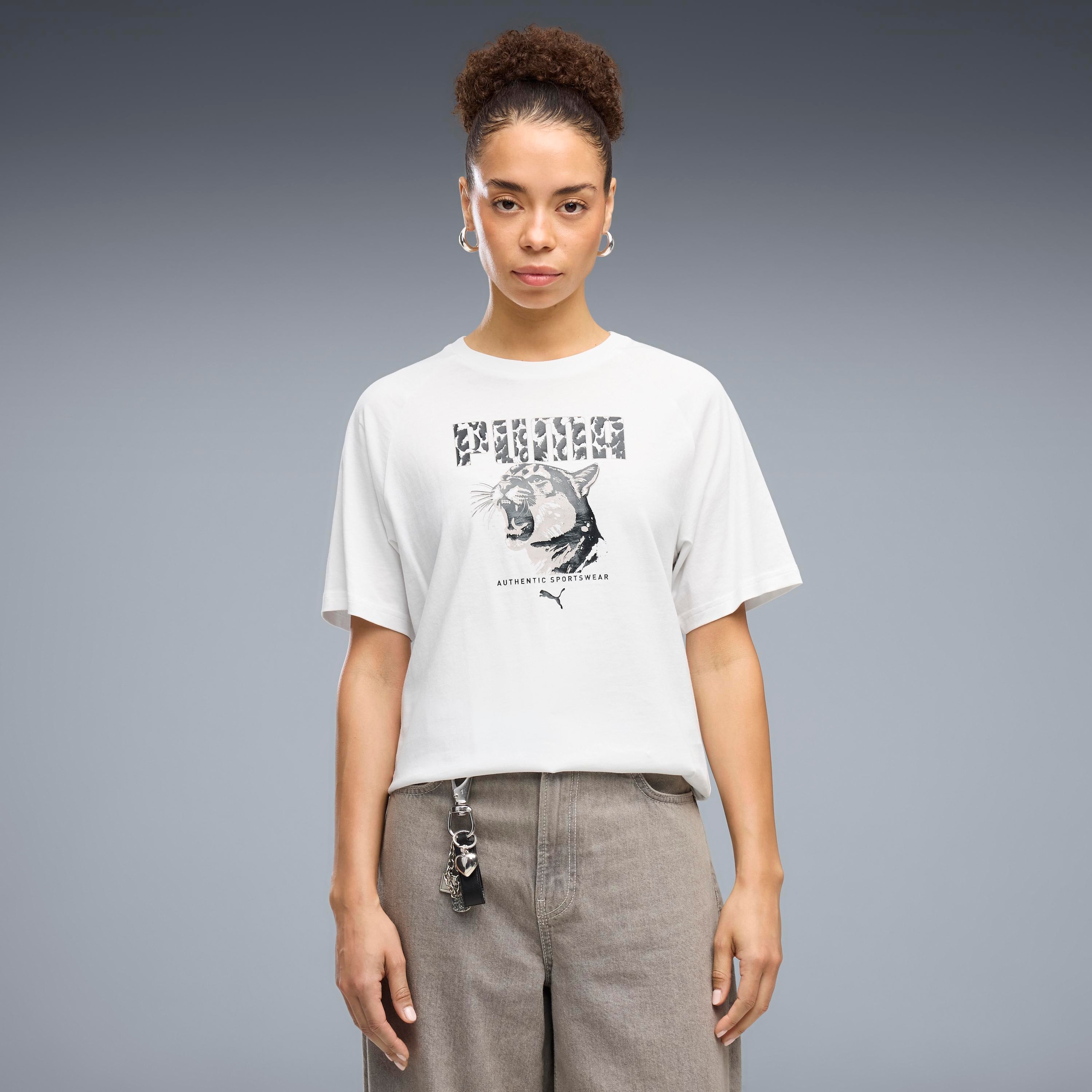 PUMA T-Shirt »GRAPHICS ANIMAL RELAXED GRAPHIC TEE« mit sportlichem Stil, Kurzarmdesign, Rundhalsausschnitt, unifarben