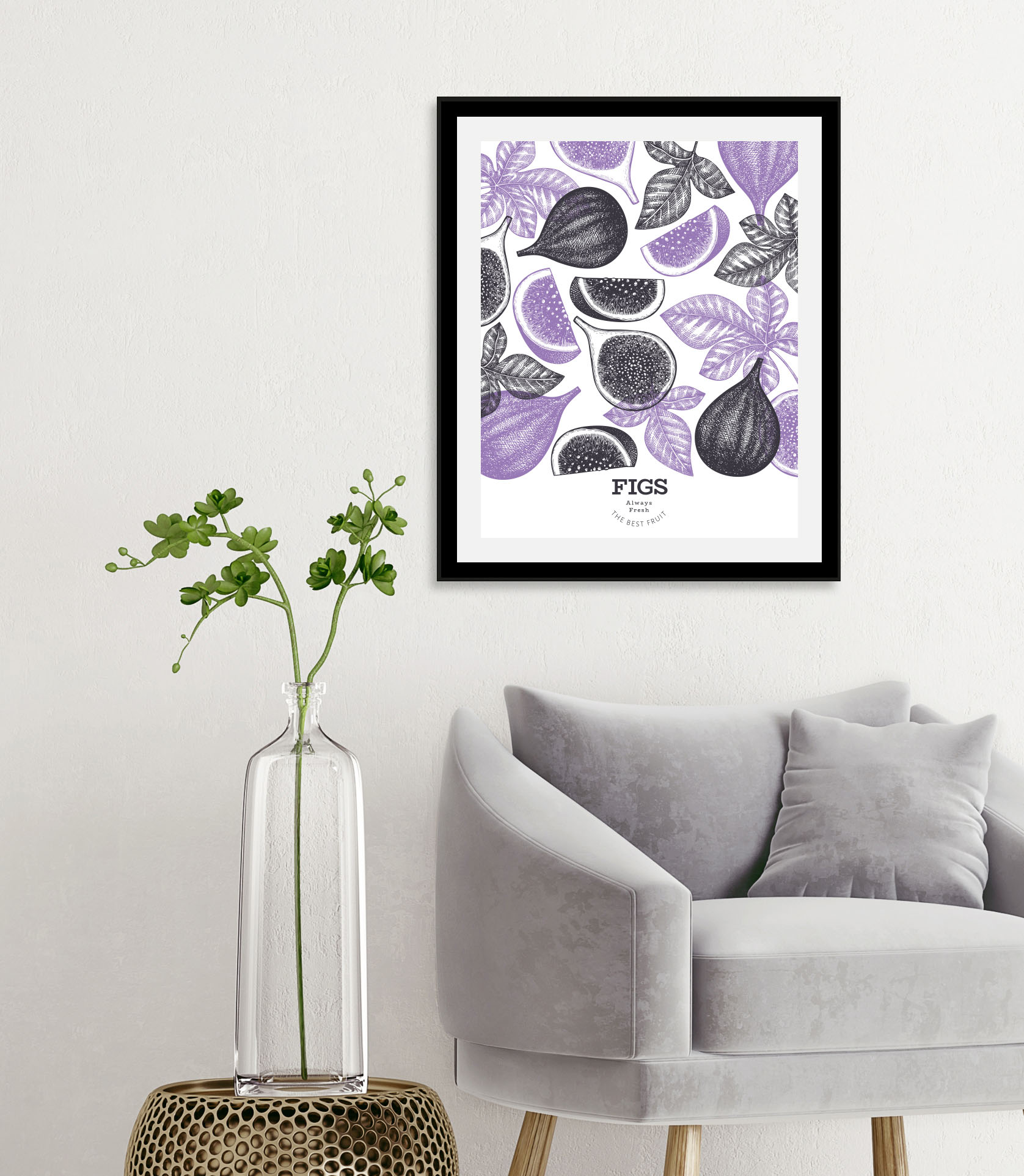queence Bild "Figs" Abstrakt Essen Figuren Kunst Lebensmittel Obst Obst Bilder 1 Stk. tlg. gerahmt