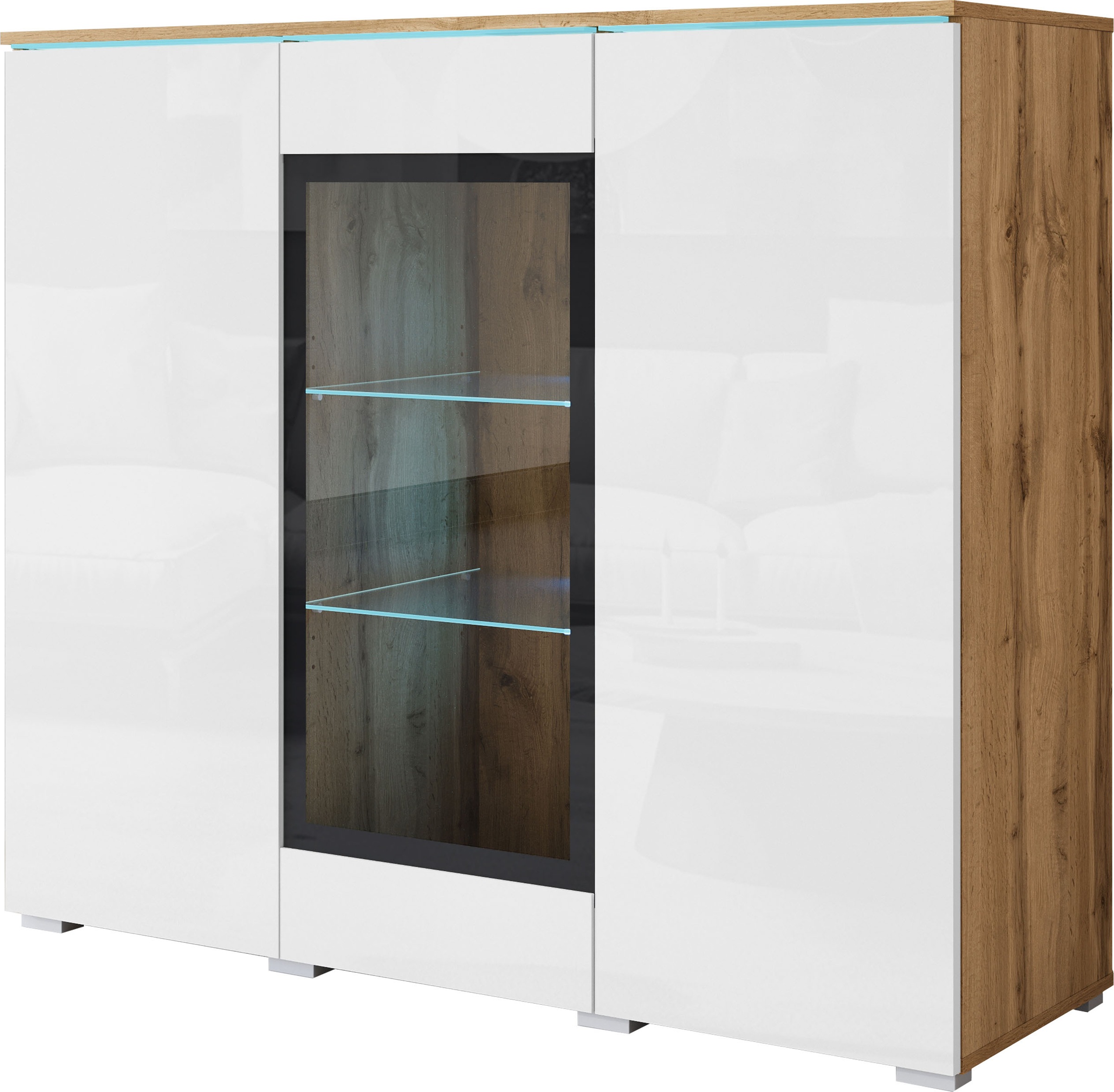 Home affaire Highboard "Vera" Highboard mit 4 Türen, 9 Fächern, verglasten Türen