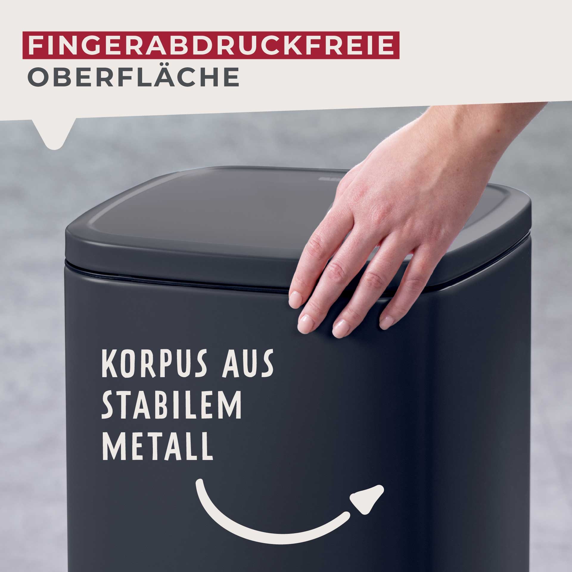 FACKELMANN Mülleimer »LONDON, Pedal-Abfalleimer 20L« 1 Behälter mit gedämpftem Deckel & Anti-Fingerprint Oberfläche, Höhe ca. 43,5 cm