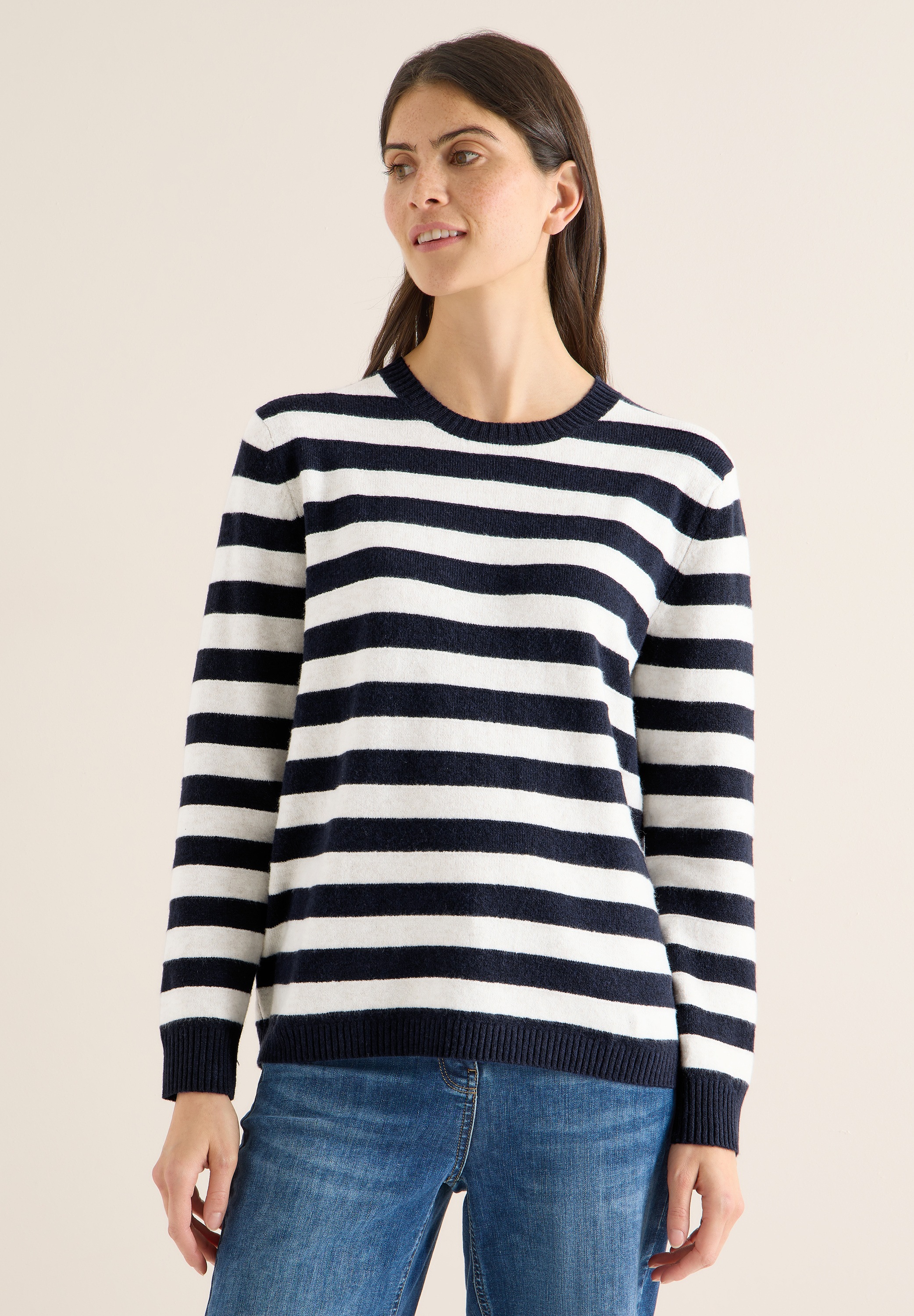 Cecil Rundhalspullover Feinstrick günstig online kaufen