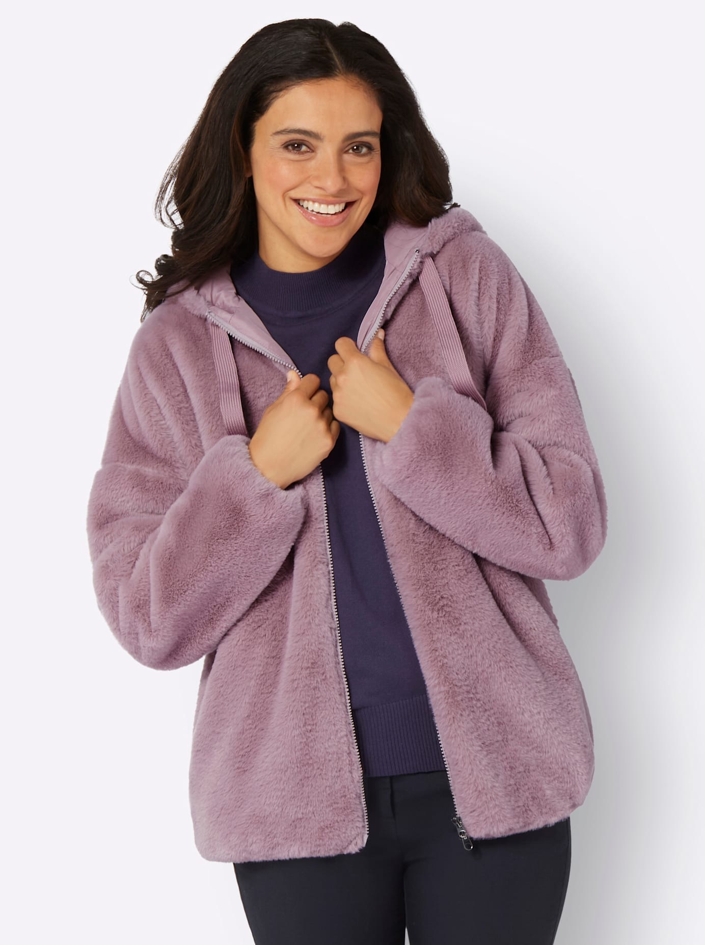Inspirationen Fellimitatjacke mit Kapuze günstig online kaufen
