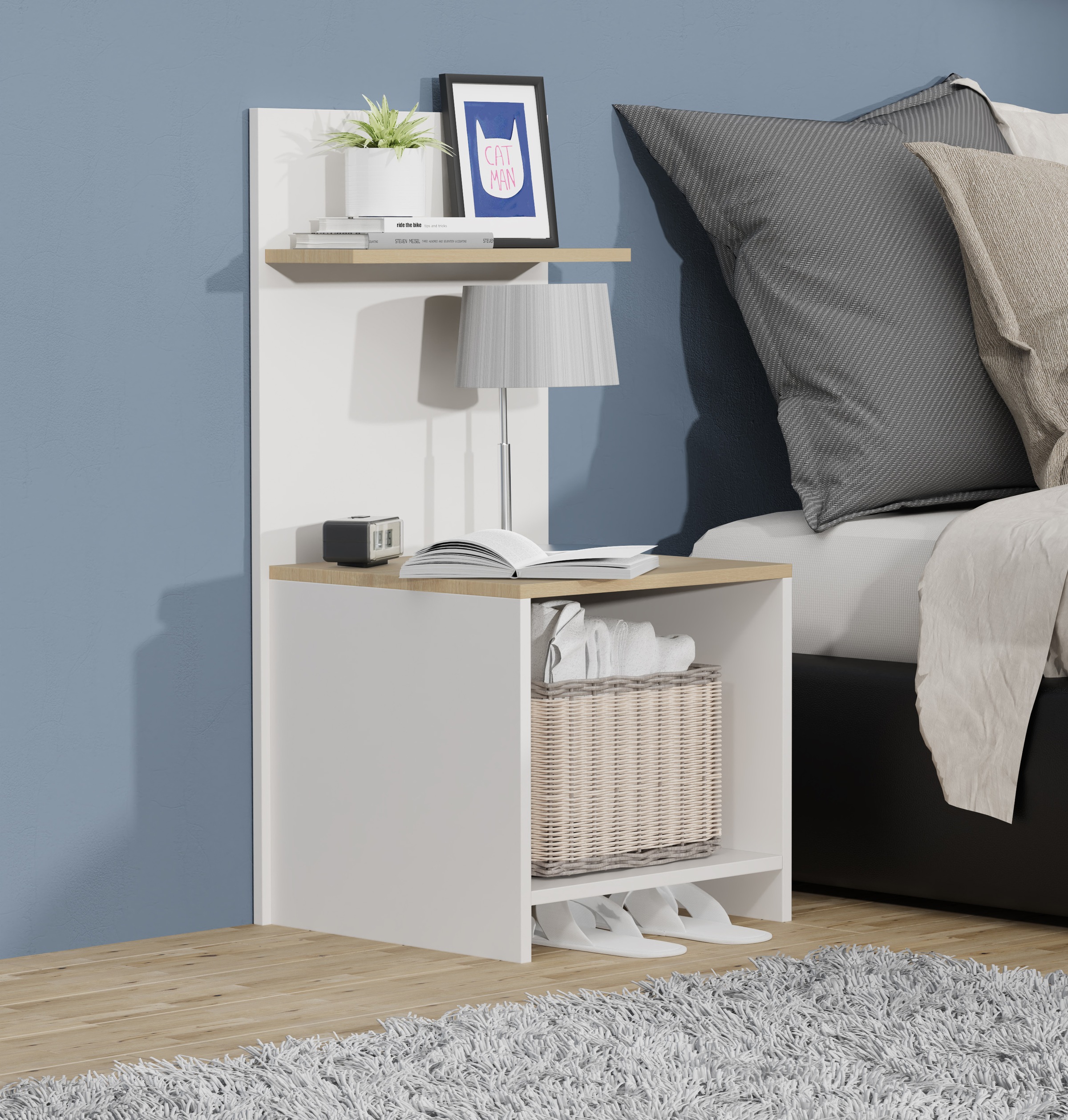 Thumbnail - VCM Nachttisch "Hoher Nachtschrank Nachttisch Beistelltisch Malisa"