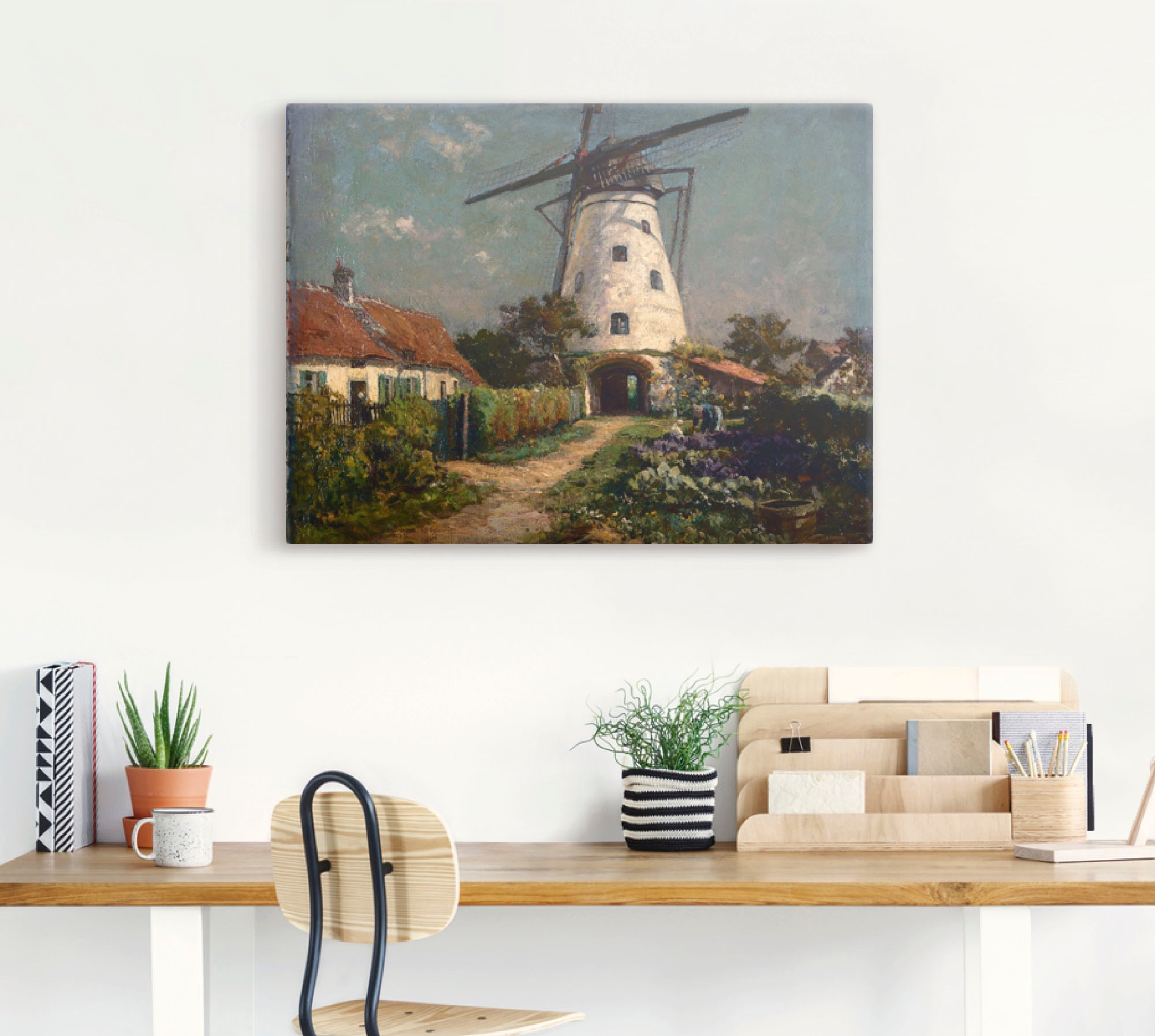 Thumbnail - Artland Wandfolie "Bauerngarten bei einer Windmühle.", Gebäude, (1 St.), selbstklebend