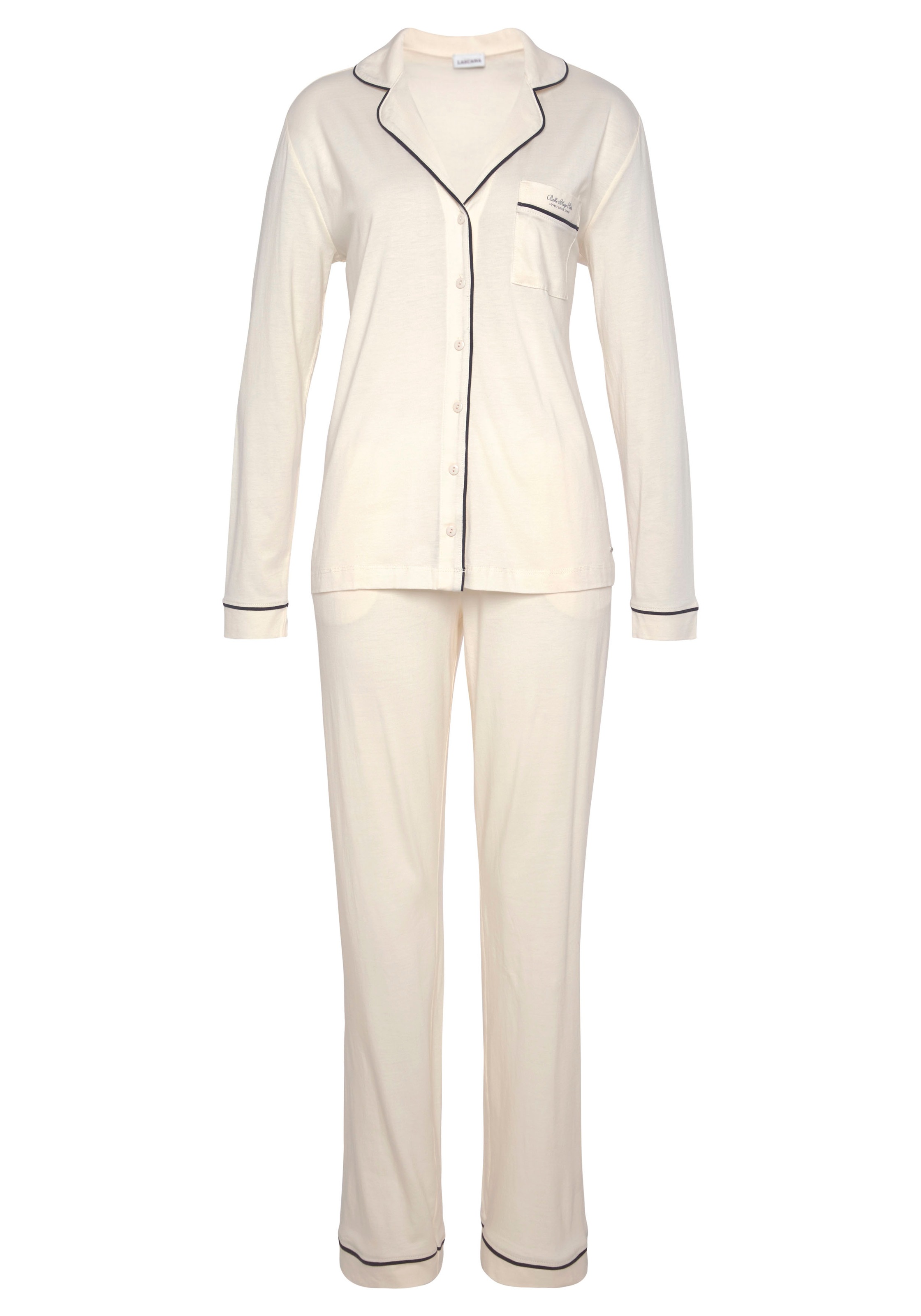 LASCANA Pyjama 2 Stk. tlg., mit Kontrastpaspeln günstig online kaufen