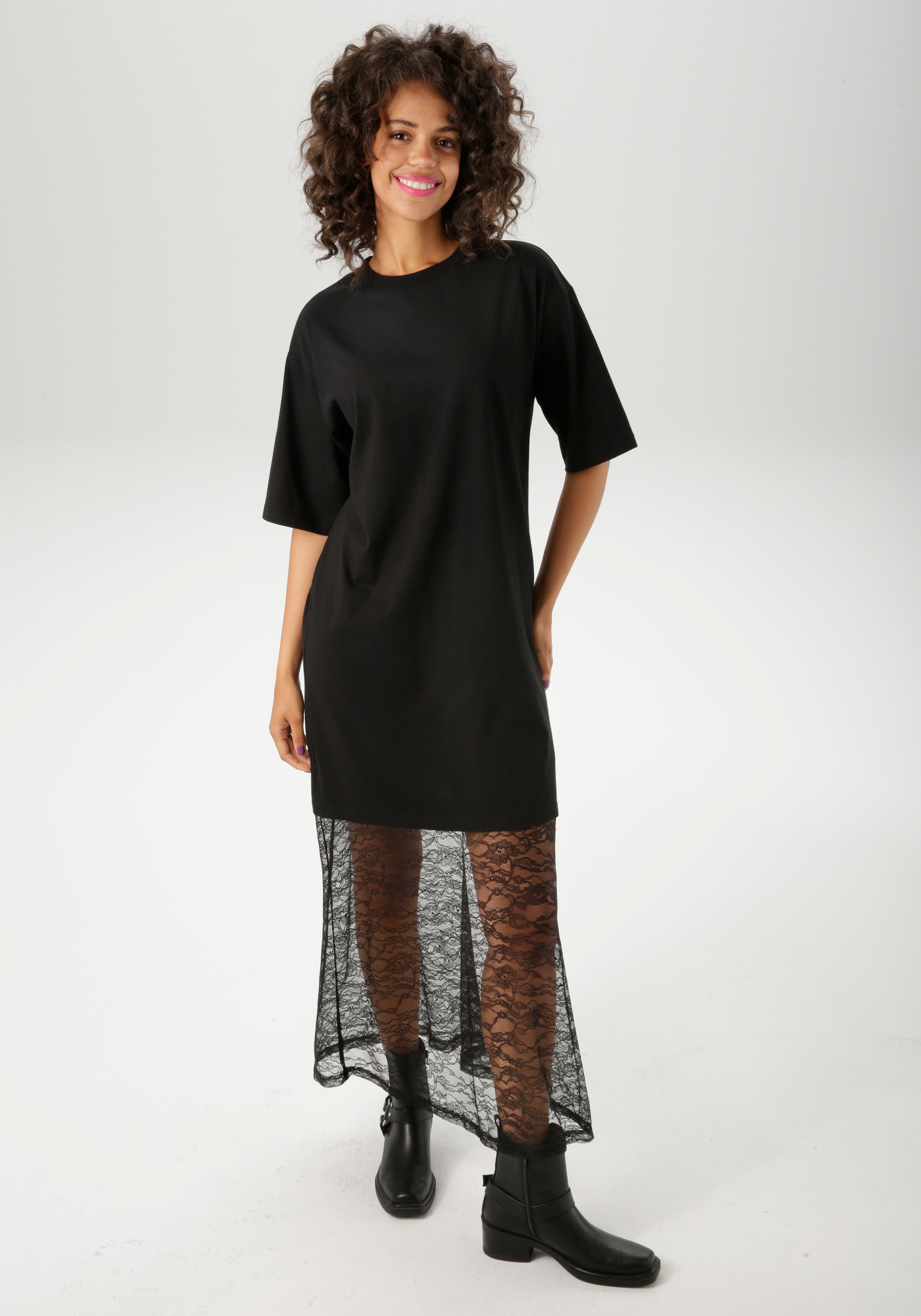 Aniston CASUAL Maxikleid, mit raffinierter Spitze am Saum - NEUE KOLLEKTION günstig online kaufen