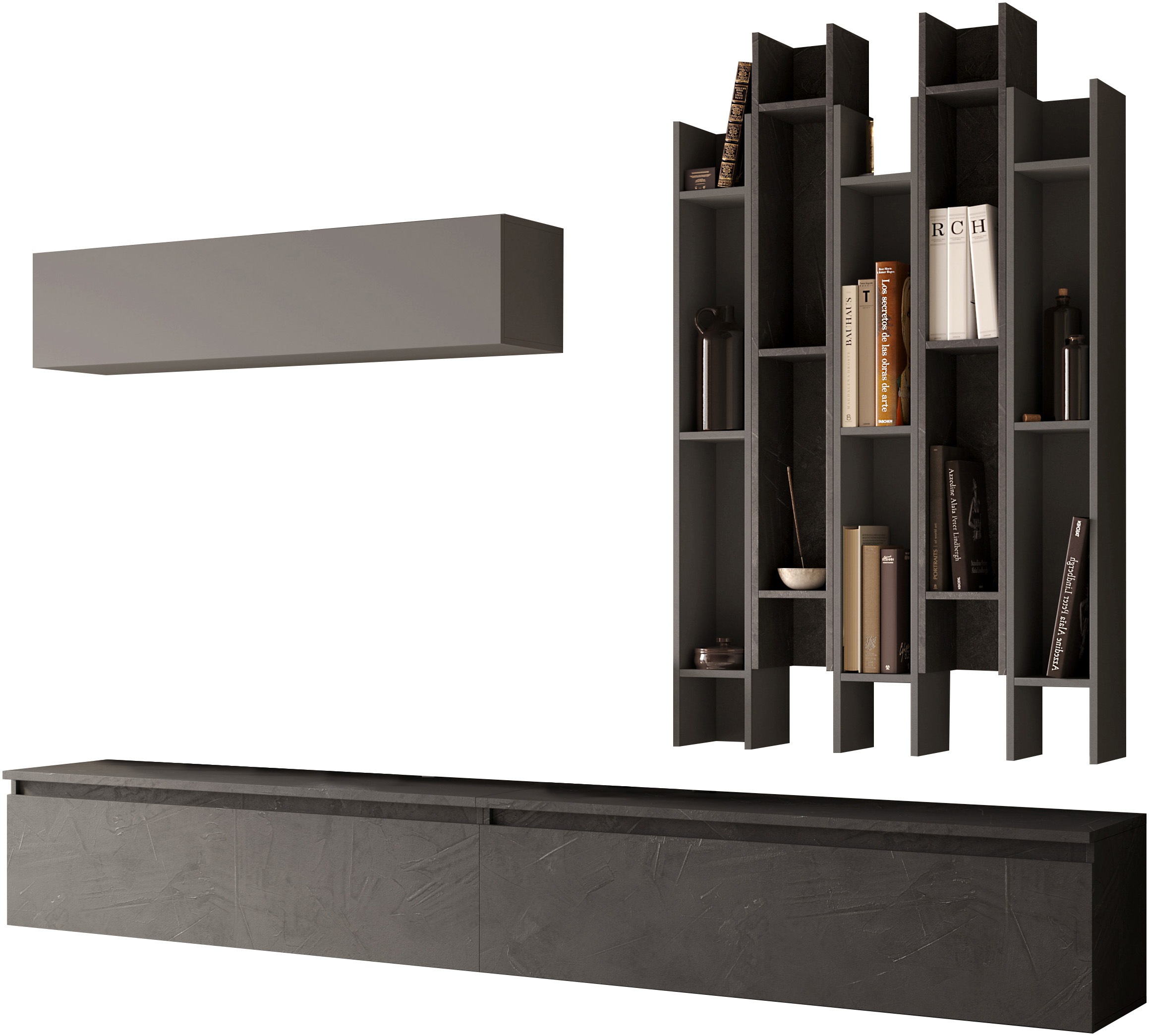 INOSIGN Wohnwand »INFINITY, 8tlg. Breite 276 cm, Höhe variabel, Schrankwand, Anbauwand«, (2x Lowboard, Hängeschrank, 5x Wandregal)