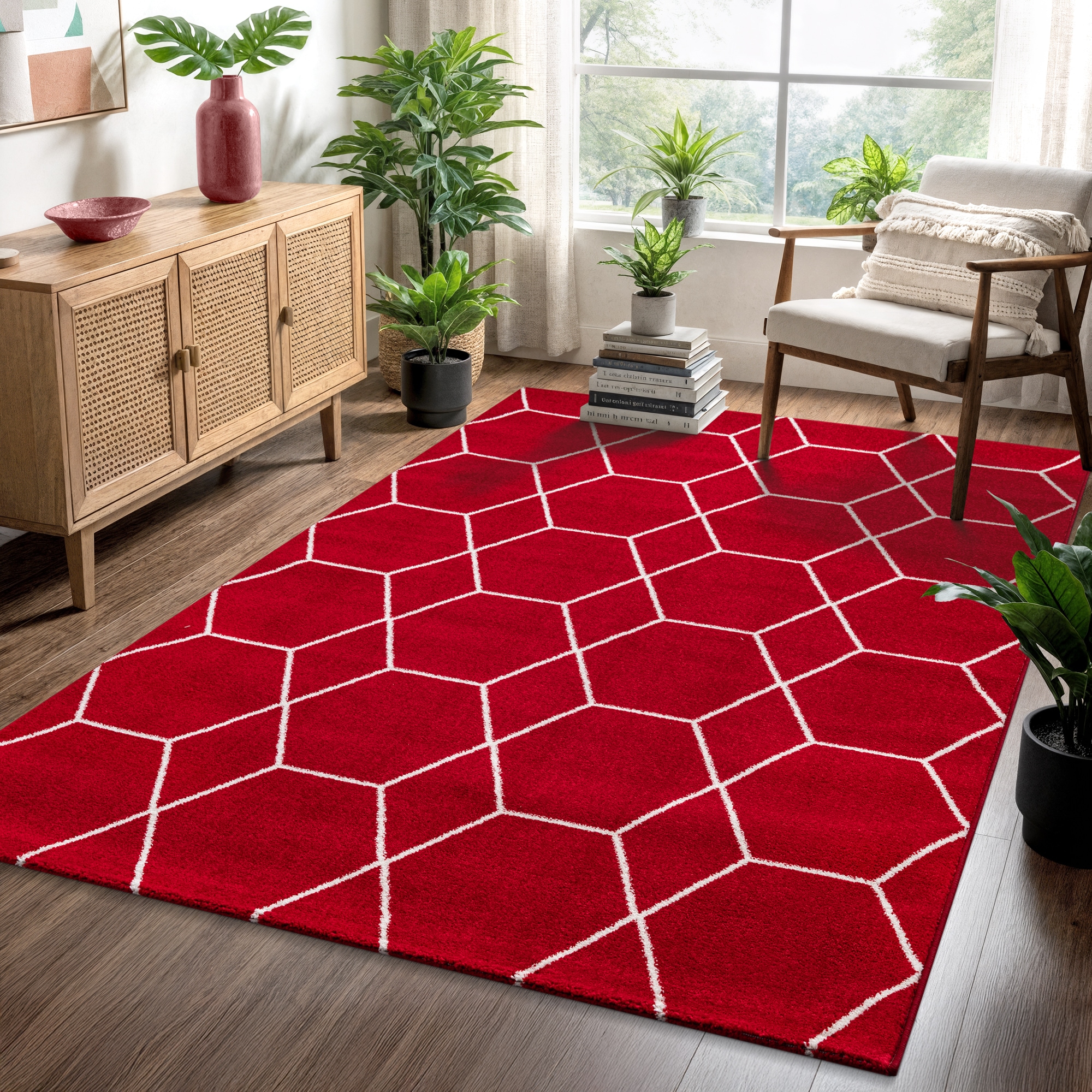 Sanat Teppich "Trellis, auch als Läufer und Rund" rechteckig 10 mm Höhe Kurzflor, skandi, boho, große Farbauswahl, alle Räume