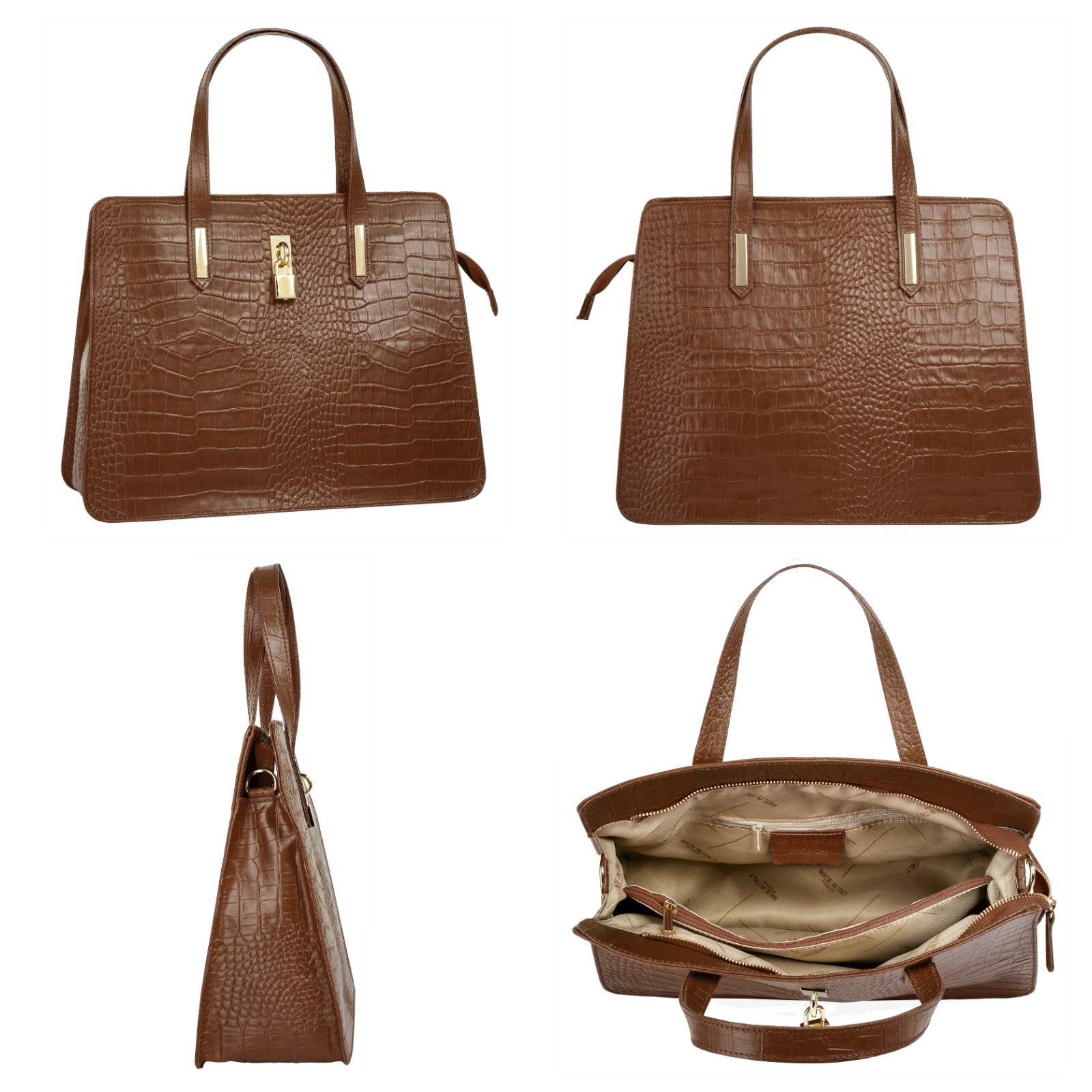 Cluty Henkeltasche, echt Leder, Made in Italy