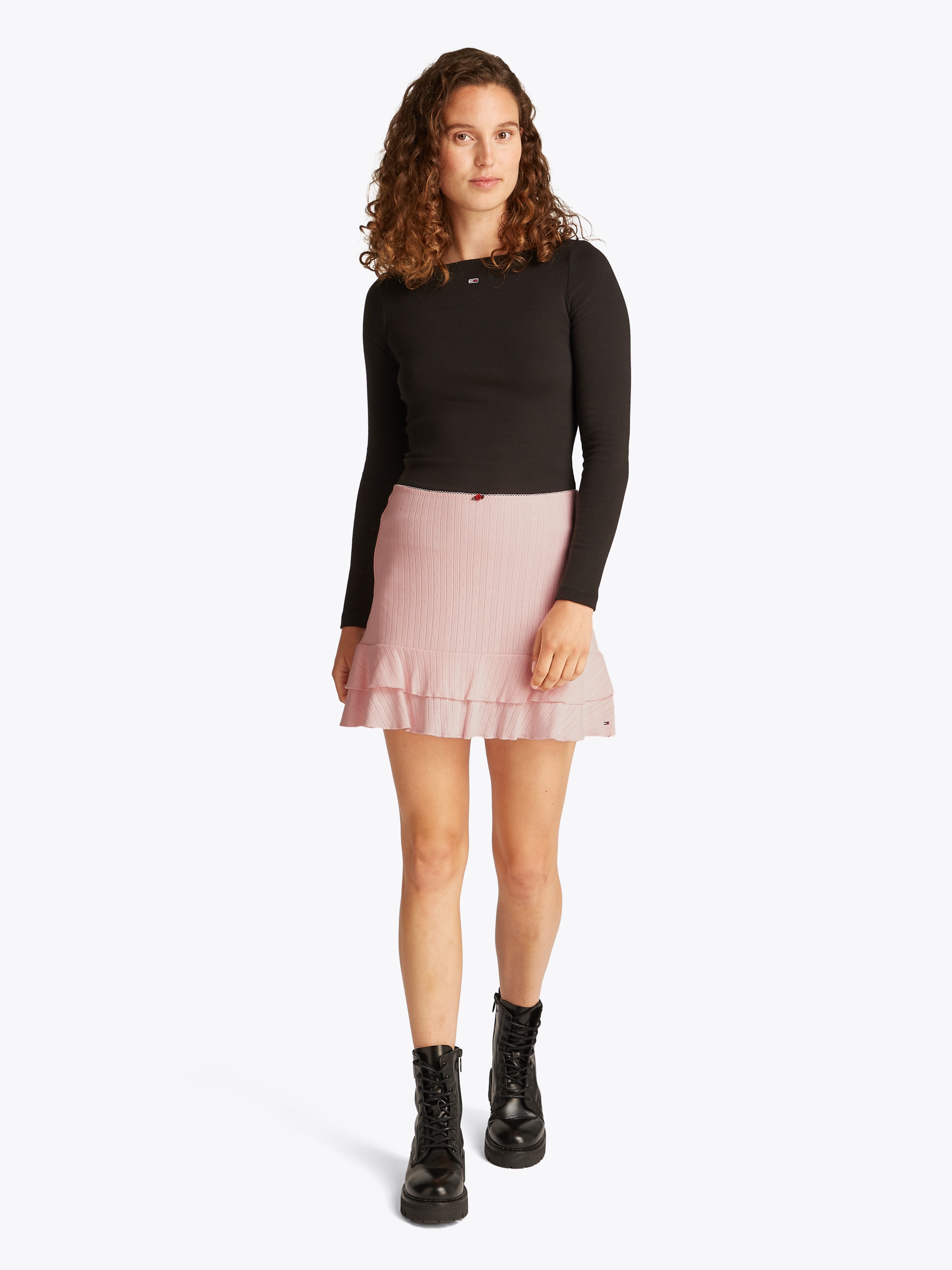 Tommy Jeans Minirock »TJW POINTELLE MINI SKIRT EXT«, mit Lochmuster, mit Volants