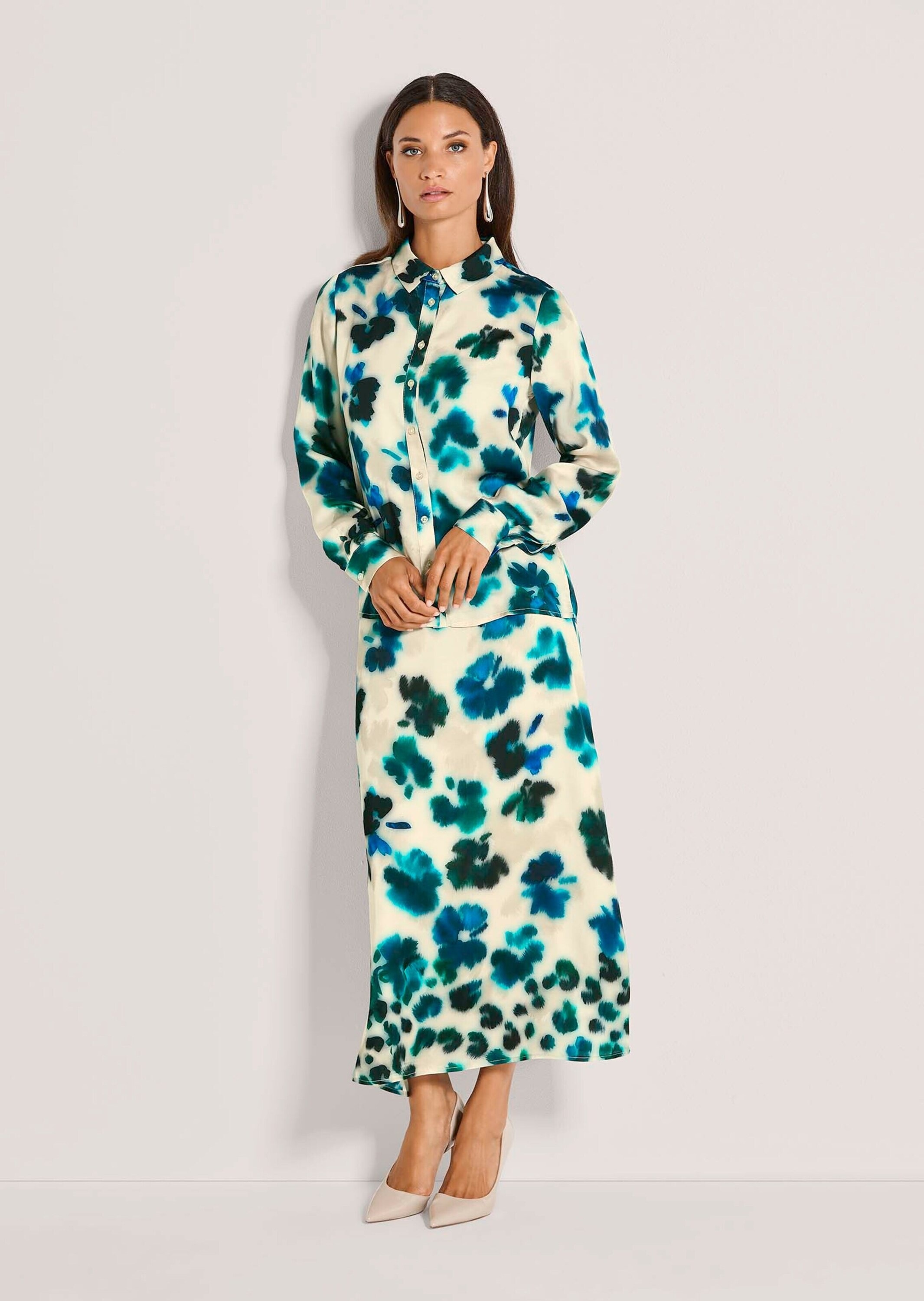 MADELEINE Langarmbluse "Hemdbluse Viskosebluse mit floralem Aquarellmuster" günstig online kaufen