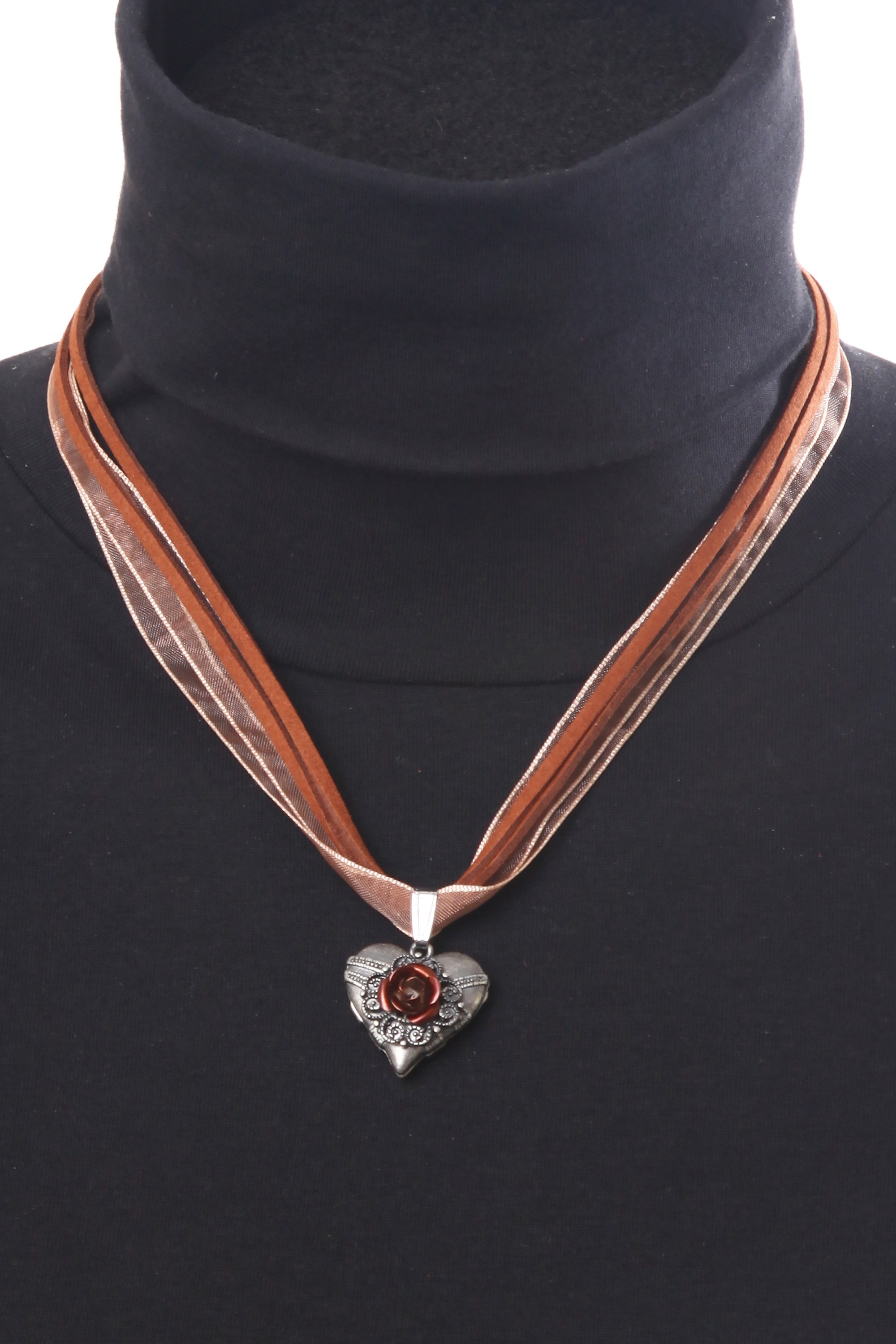 Allgäu Rebell Kette mit Anhänger »Gerda« mit Leder- und Organzaband