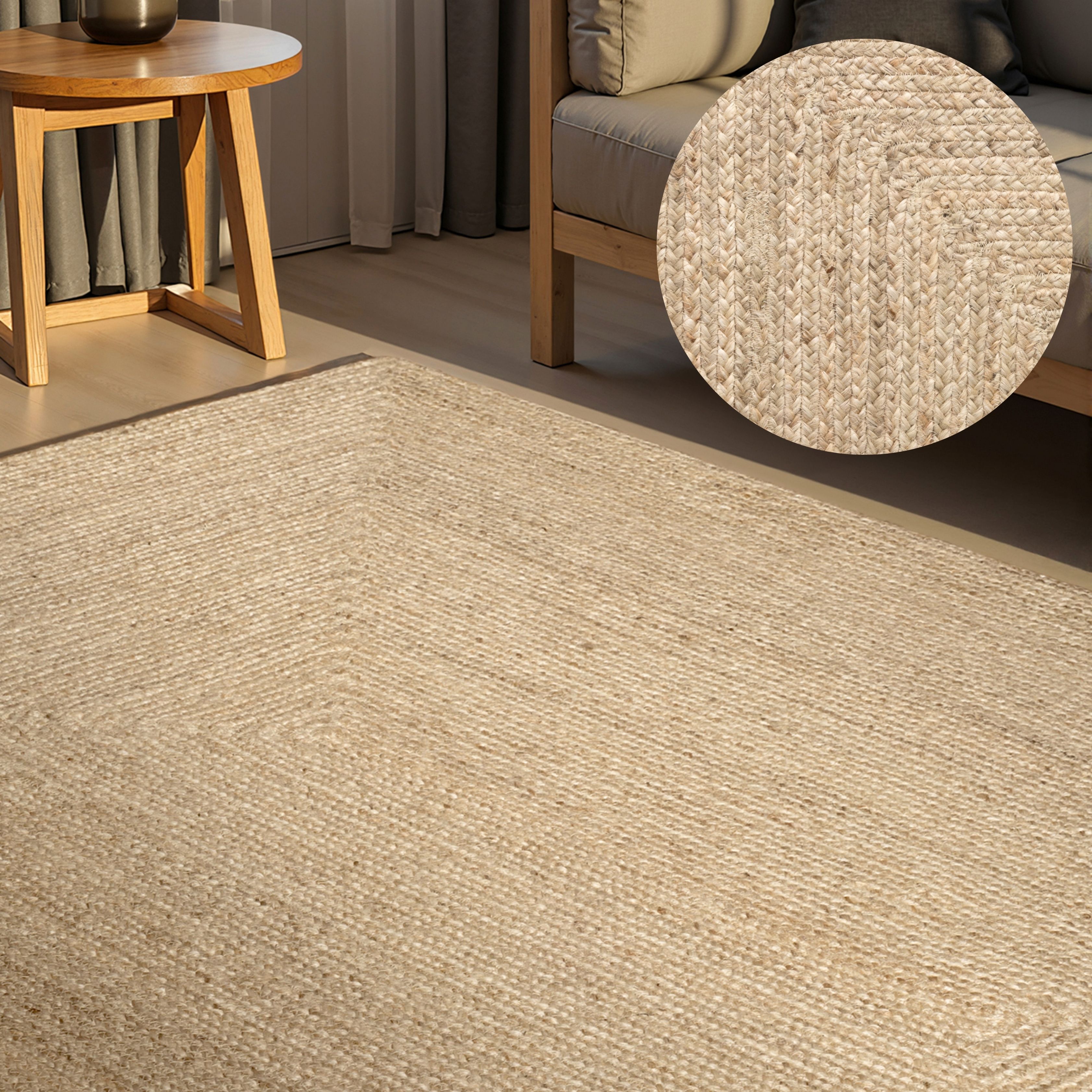 HANSE Home Teppich "Juteteppich Teppich Juno" rechteckig 9 mm Höhe Jute, Shape, Handgemacht, Wohnzimmerteppich, Naturteppich, Wohnzimmer