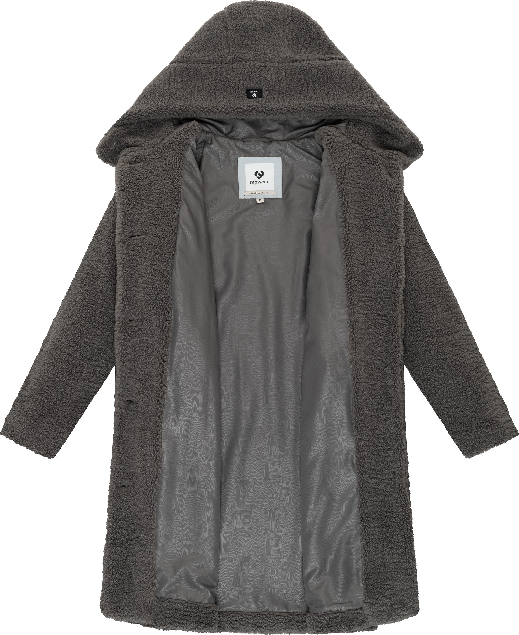 Ragwear Langmantel »Joonie YOUMODO«, Langer Plüschmantel mit Kapuze