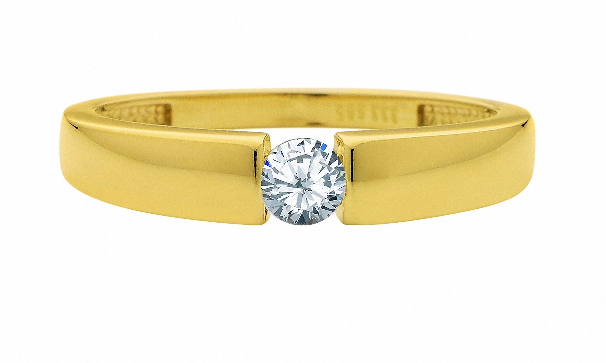 ADELIA ́S Damen Solitärring "Solitärring 333 Gold ( 8K ) mit Zirkonia", 58, Goldgold, Gold, Fingerringe, Goldring Diamant