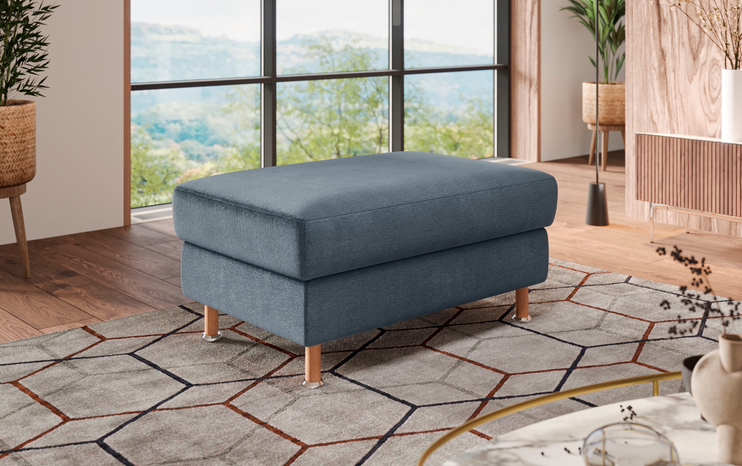 OTTO home Polsterhocker "Calypso" Holzfuesse mit Metallteller