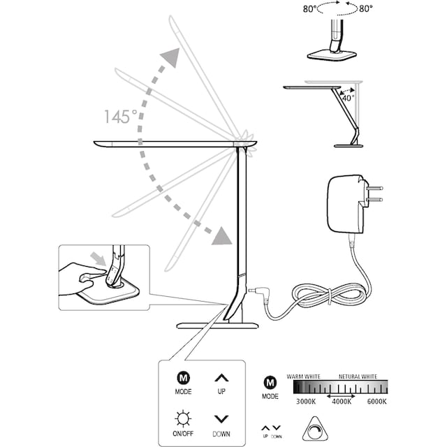 EGLO,LED Schreibtischlampe»Sellano«, Mit Touchdimmer | BAUR