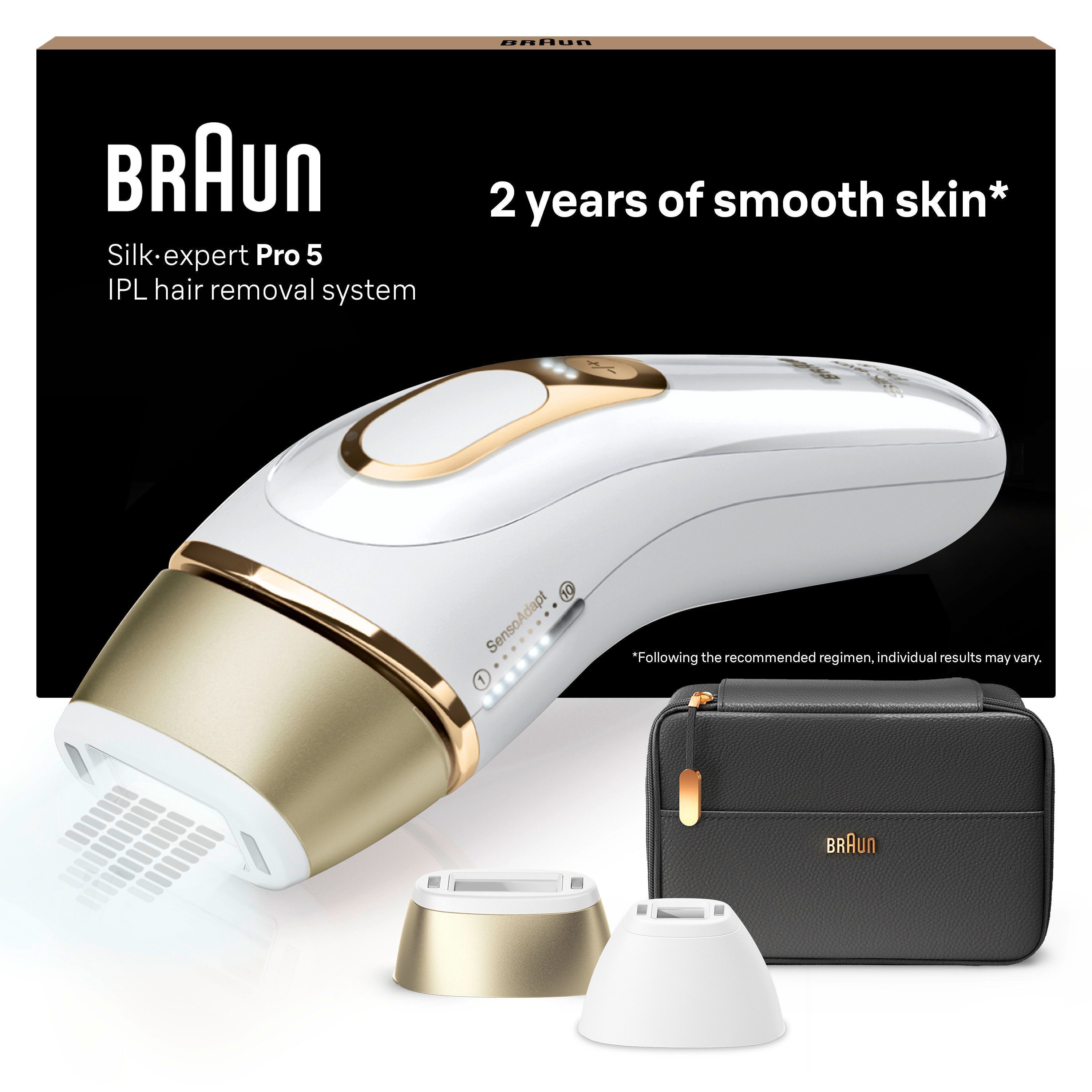 BRAUN Damen IPL-Haarentferner "Silk·expert Pro 5 PL5140", gold, IPL-Haarentferner, 2 Aufsätze, mit Aufbewahrungstasche