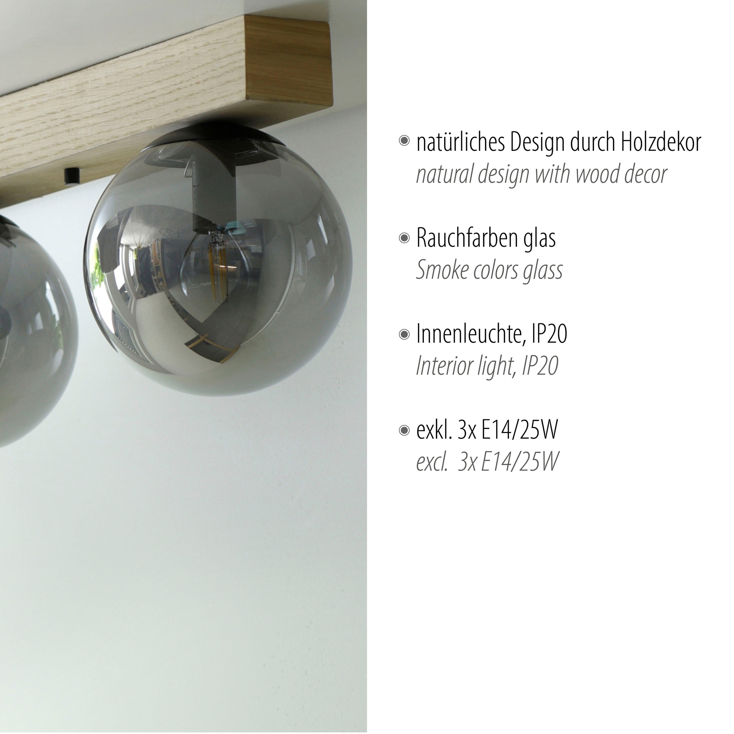 JUST LIGHT Deckenleuchte »GREEN WIDO«, 3 flammig, Leuchtmittel E14 | ohne Leuchtmittel