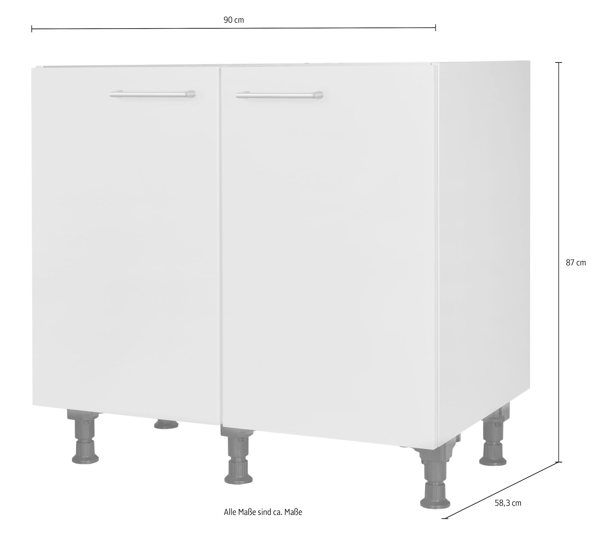 nobilia® Spülenschrank »"Laser", vormontiert, mit höhenverstellbaren Sockelfüßen,« Breite 90 cm