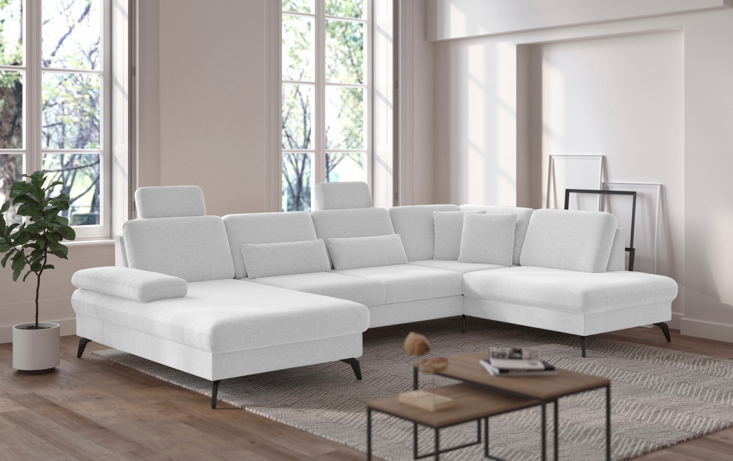 sit&more Wohnlandschaft »Morris U-Form, inkl. Sitztiefenverstellung«, wahlweise mit Armteilverstellung, Bettfunktion & Bettkasten