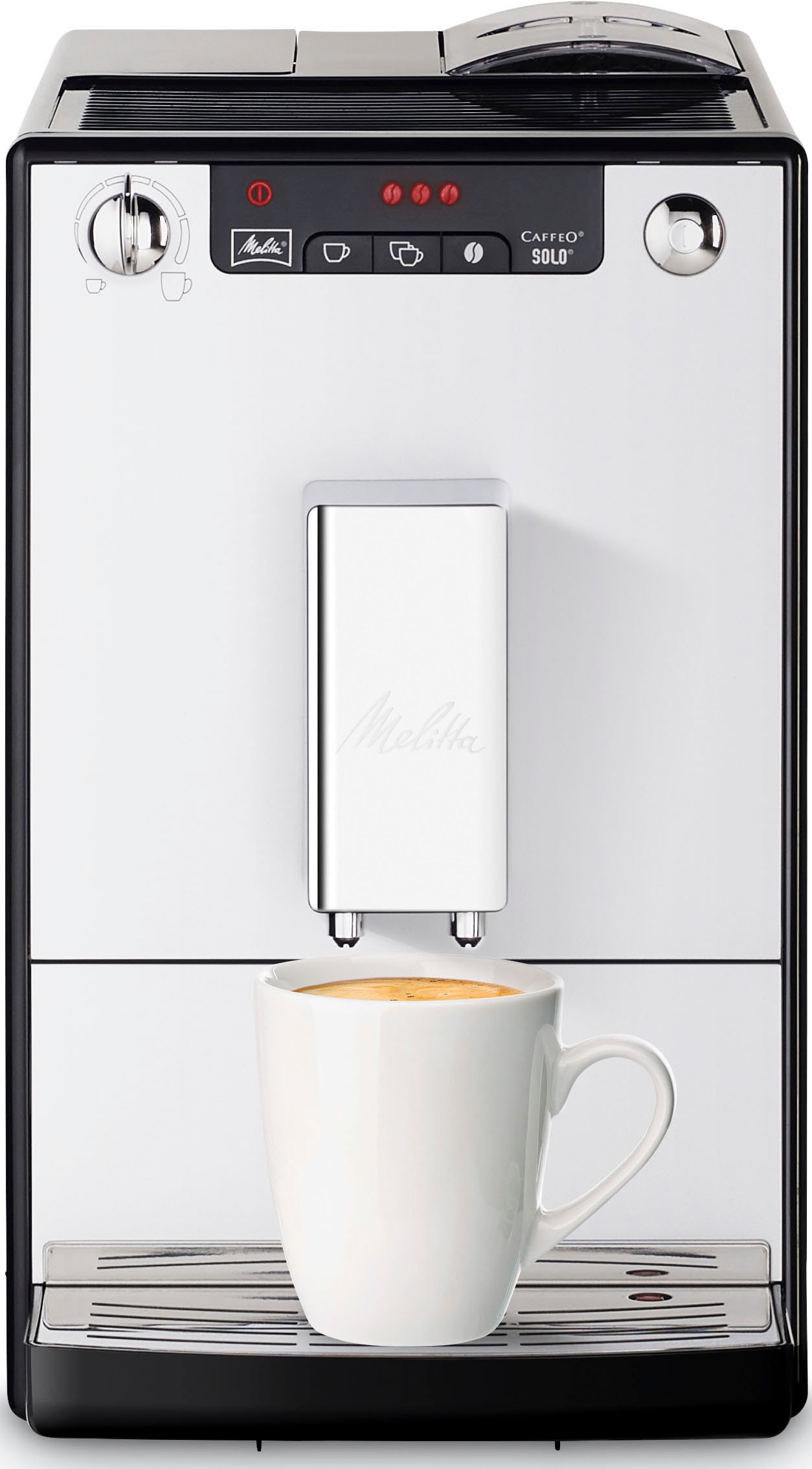 Melitta Kaffeevollautomat »Solo® E950-203, silber/schwarz«, Perfekt für Café crème & Espresso, nur 20cm breit