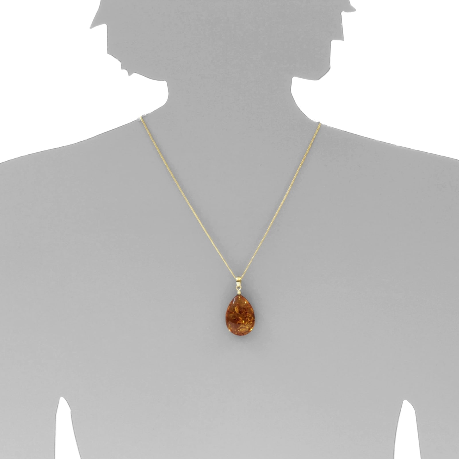 OSTSEE-SCHMUCK Kette mit Anhänger »- Tropfen ca. 34 mm lang - Silber 925/000, vergoldet - Bernstein«