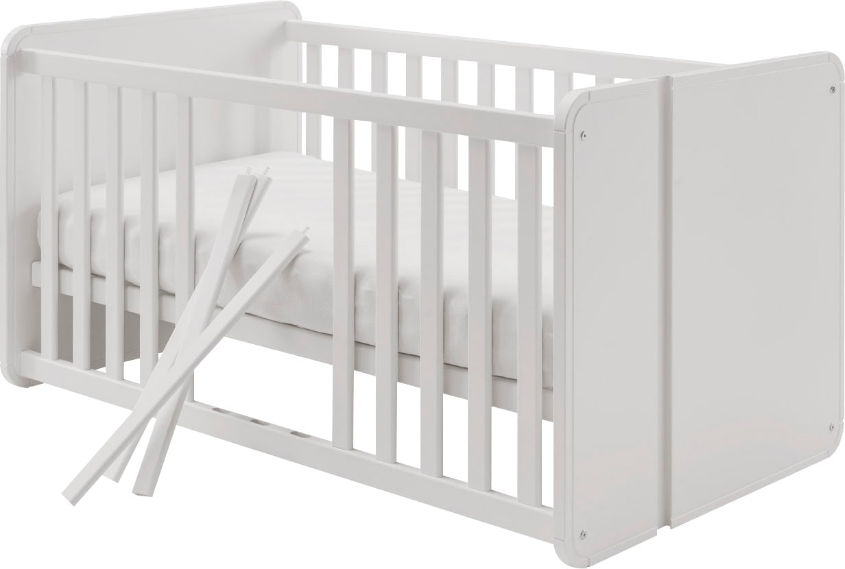 Babybett »Maxi«, Kinderbett 70x140 cm höhenverstellbar mit Lattenrost + Schlupfsprossen