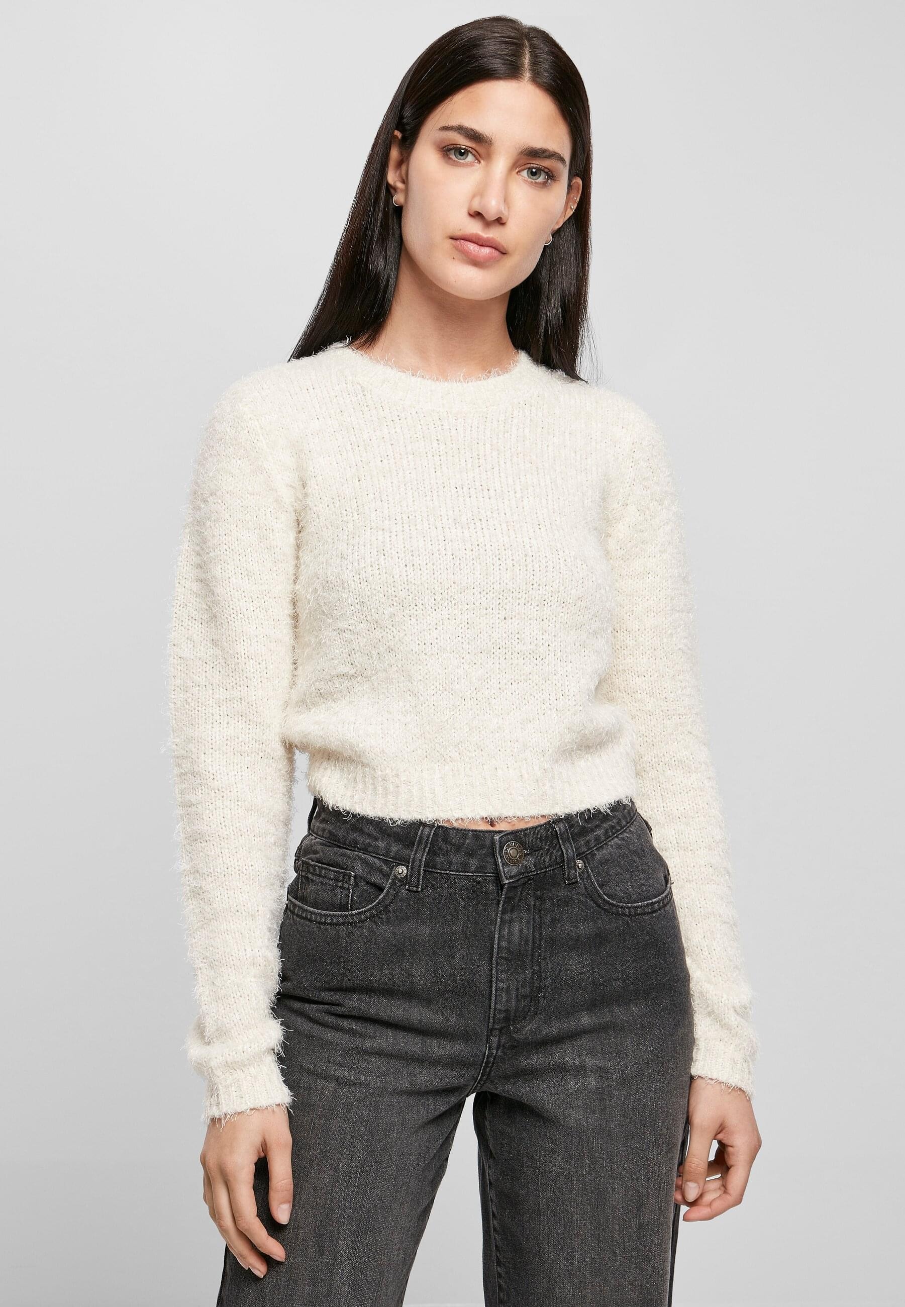 URBAN CLASSICS Sweatshirt »Urban Classics Damen Ladies Cropped Feather Sweater«
