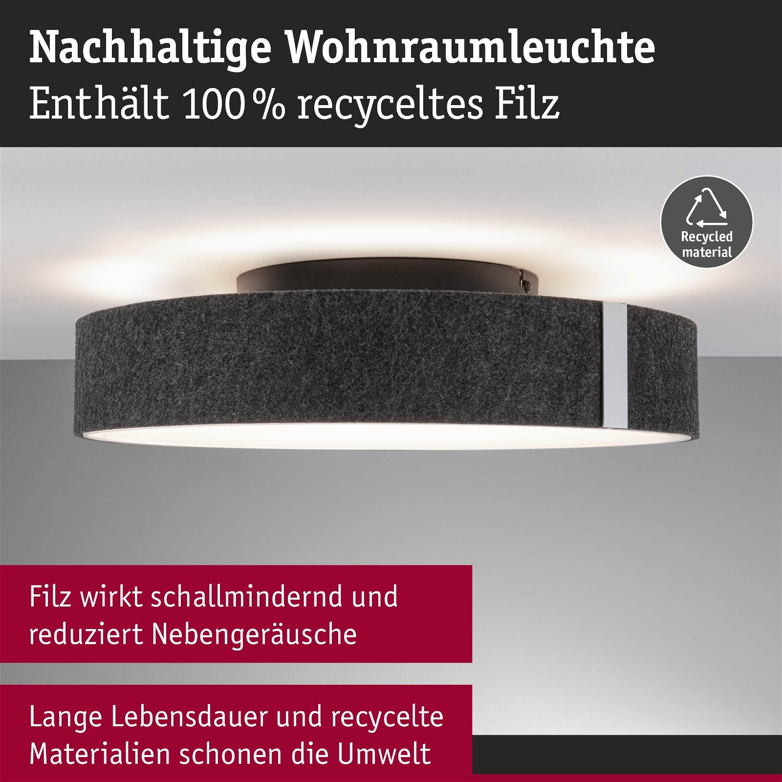 Paulmann LED Deckenleuchte »Malika 2700K 2300lm 230V 29W Anthrazit«, 1 flammig, 3-Step-Dim