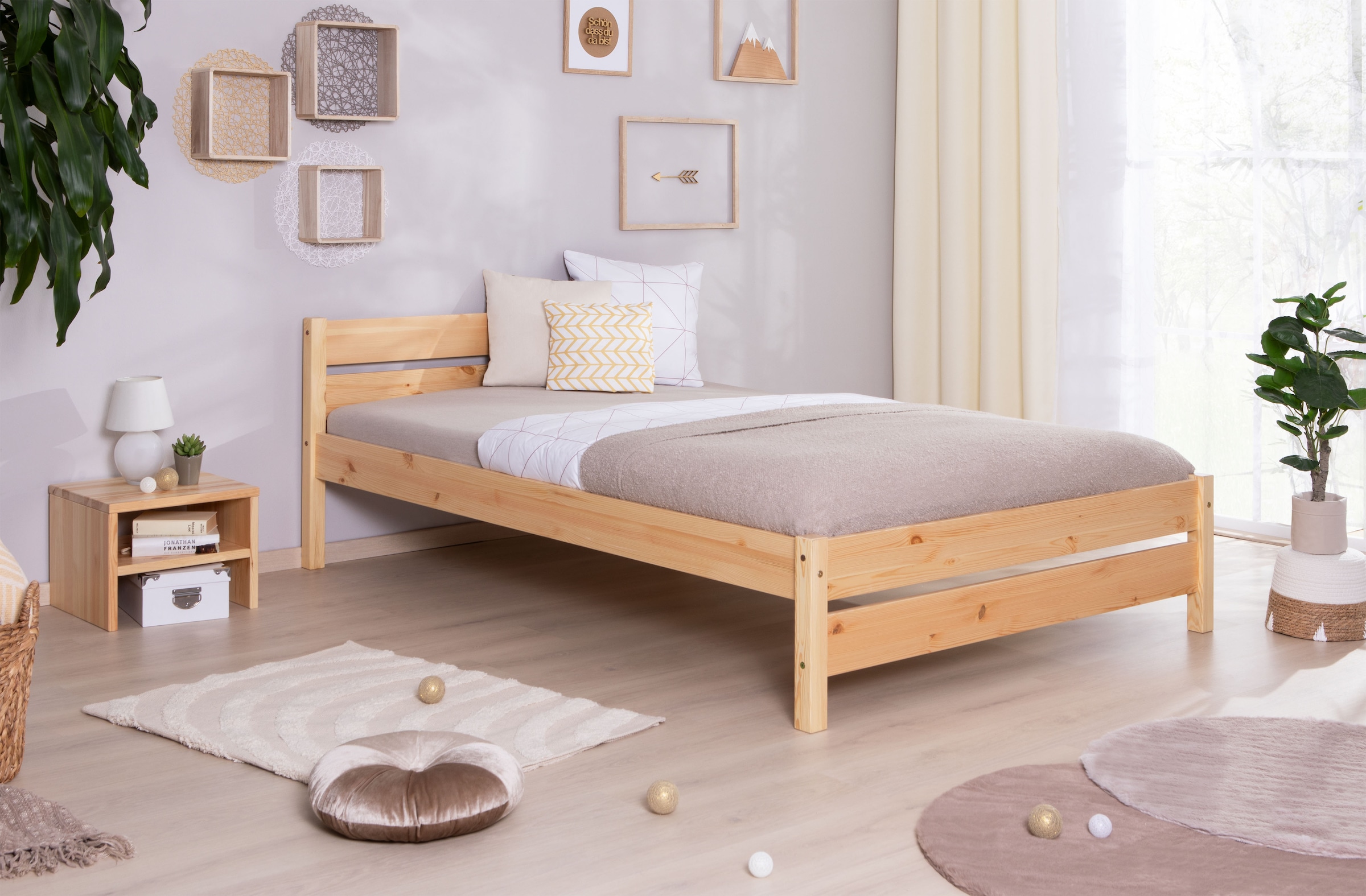 Ticaa Massivholzbett »Bora«, ideal fürs Kinder- und Jugendzimmer, inklusive Rollrost