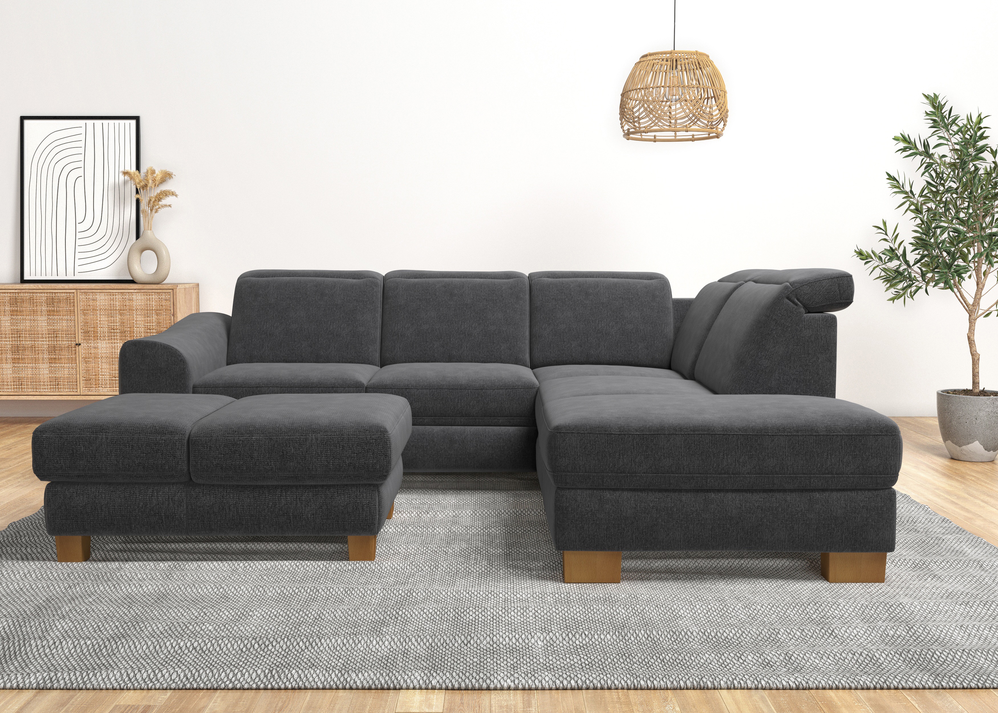Home affaire Ecksofa "Dundee L-Form" wahlweise mit Kopfteilverstellung und zusätzlich mit Schlaffunktion