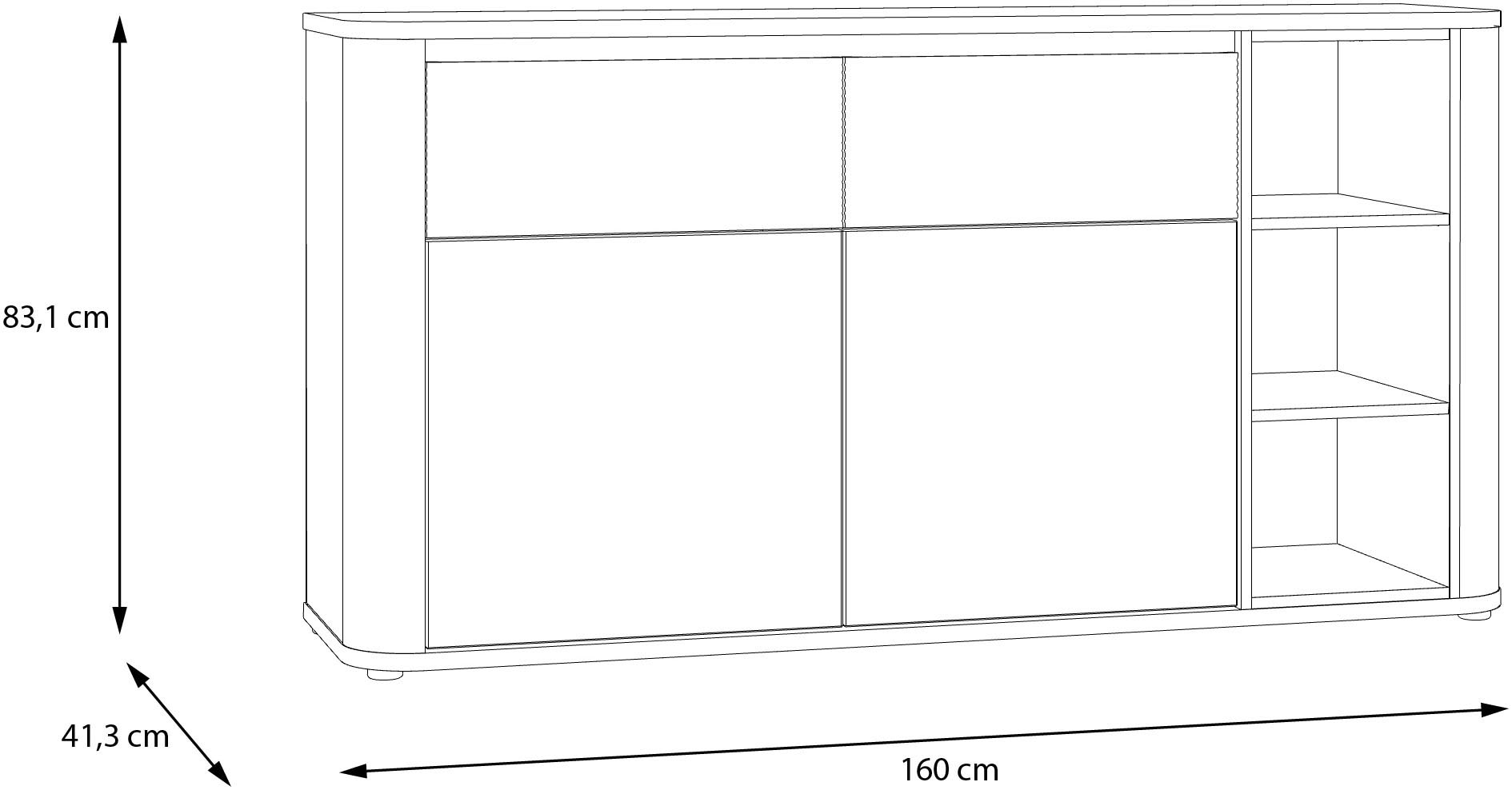 FORTE Sideboard B/H/T 160/83,1/41,3 cm , Stauraum, MDF Front