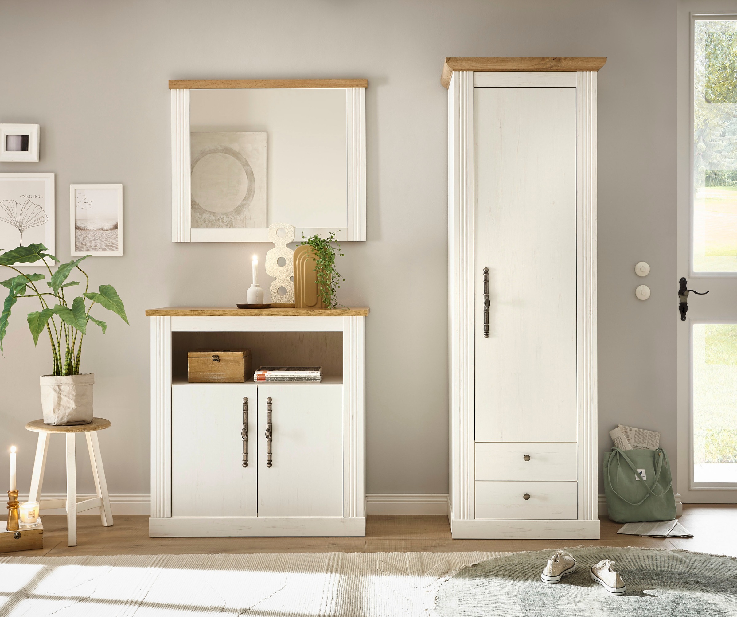 Home affaire Garderoben-Set "WESTMINSTER TOPSELLER" Kommode, Spiegel, Garde günstig online kaufen