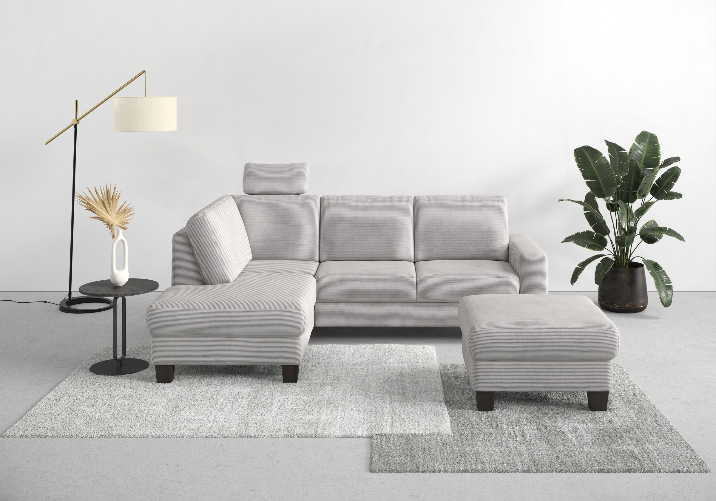 Home affaire Ecksofa »Summer L-Form« mit Ottomane, mit oder ohne Bettfunktion und Bettkasten, Cord-Bezug