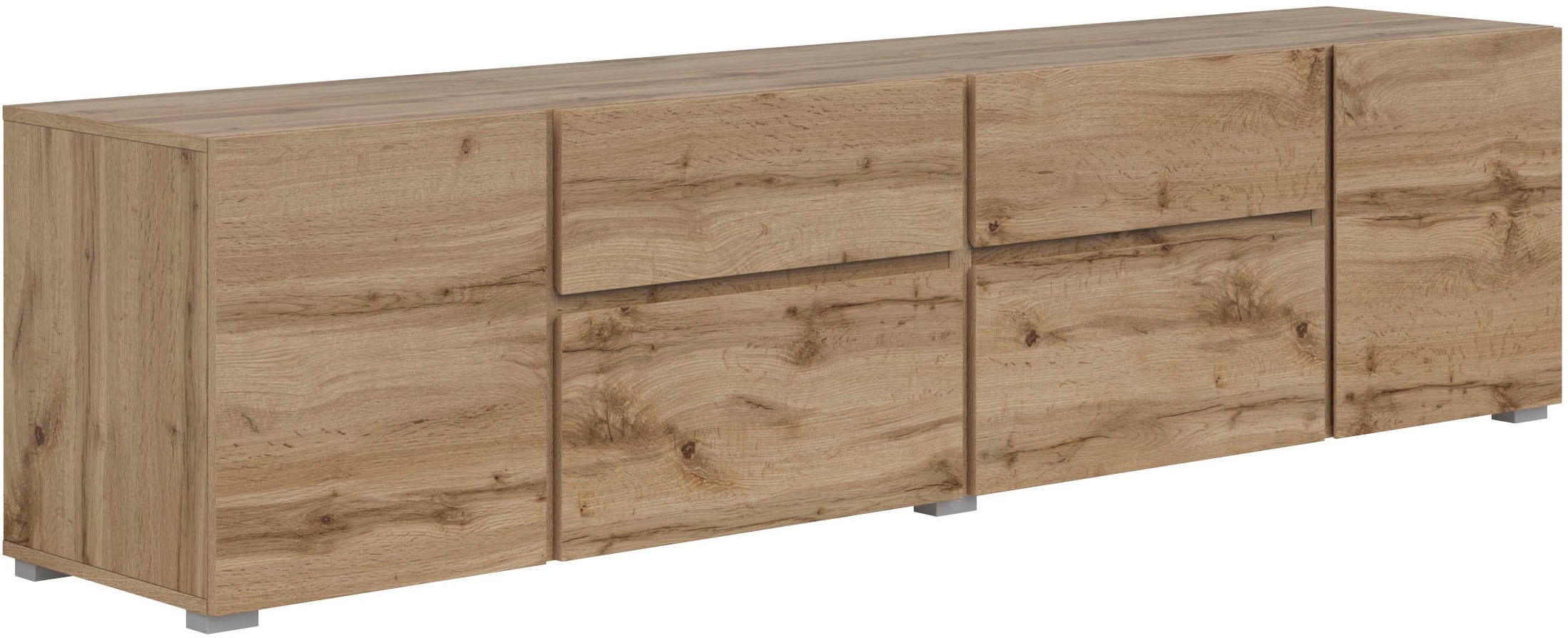 INOSIGN Lowboard »Asymetric, Breite 195 cm, grifflos, 2Klappen/2Schubkästen/2Tür«, TV-Schrank mit viel Stauraum, TV-Board