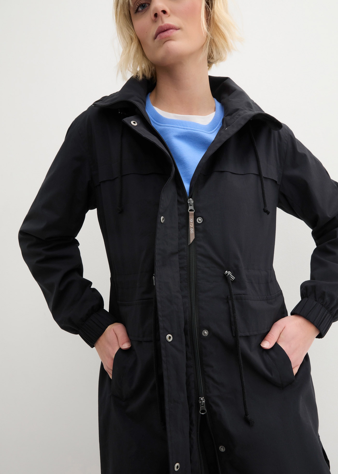bonprix Langjacke in Trench-Optik, mit Kapuze und vielen tollen Details günstig online kaufen
