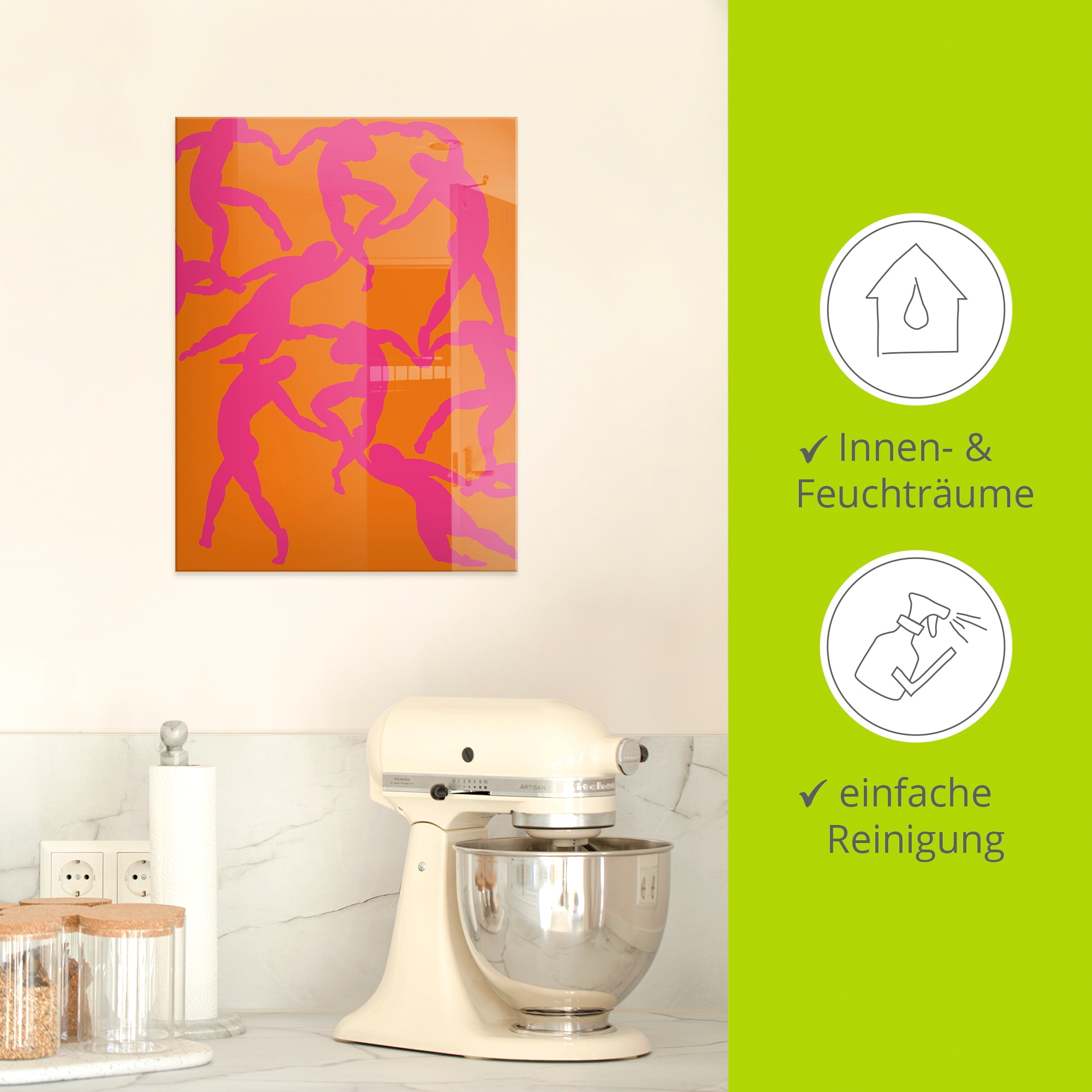 Artland Glasbild »Matisse - Der Tanz in pink-orange« Gruppen & Familien 1 Stk. tlg. in verschiedenen Größen