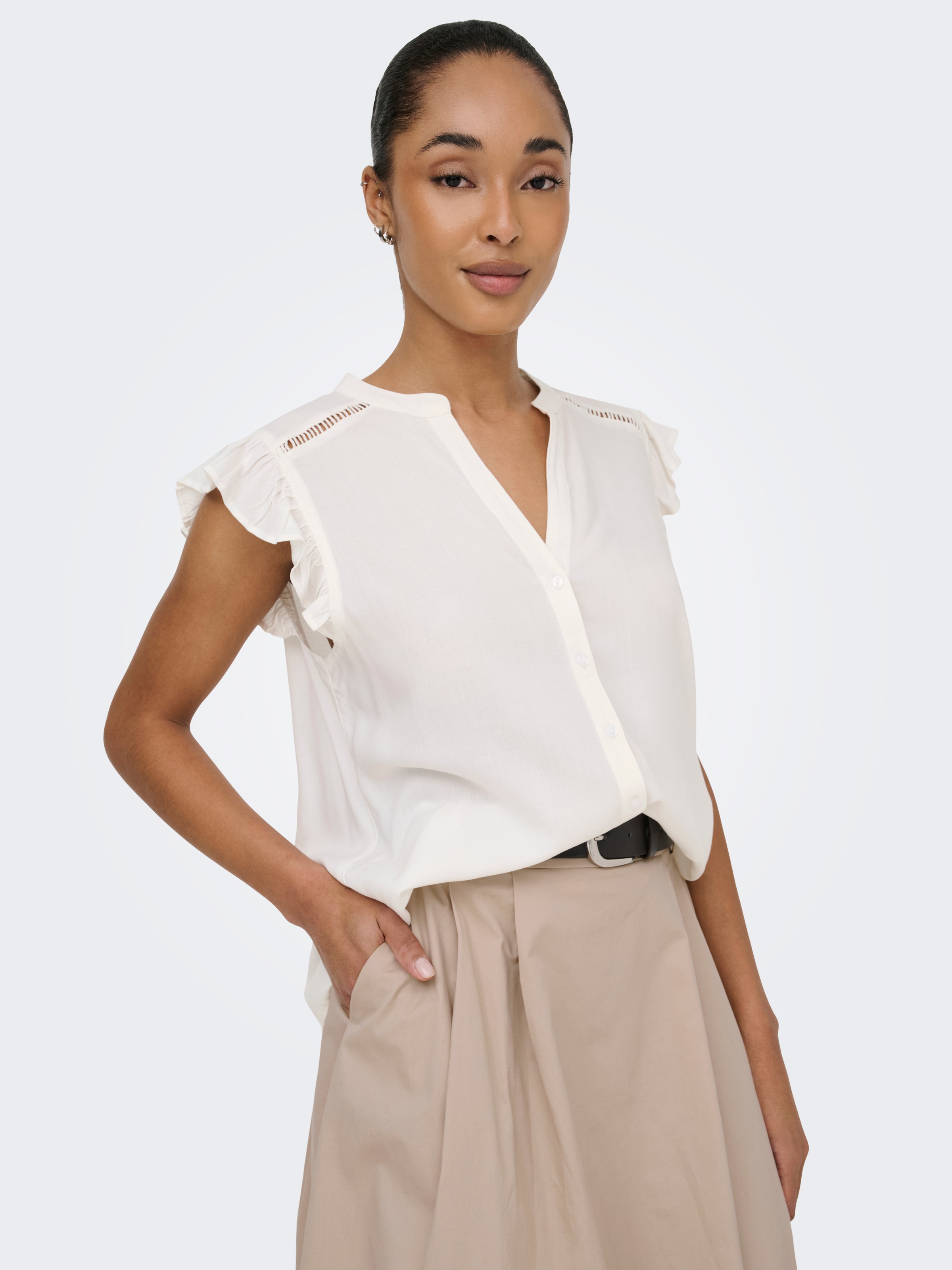 Thumbnail - ONLY Kurzarmbluse "ONLROSELLA LIFE CAPSLEEVE SHIRT WVN NOOS" Viskose, regular fit