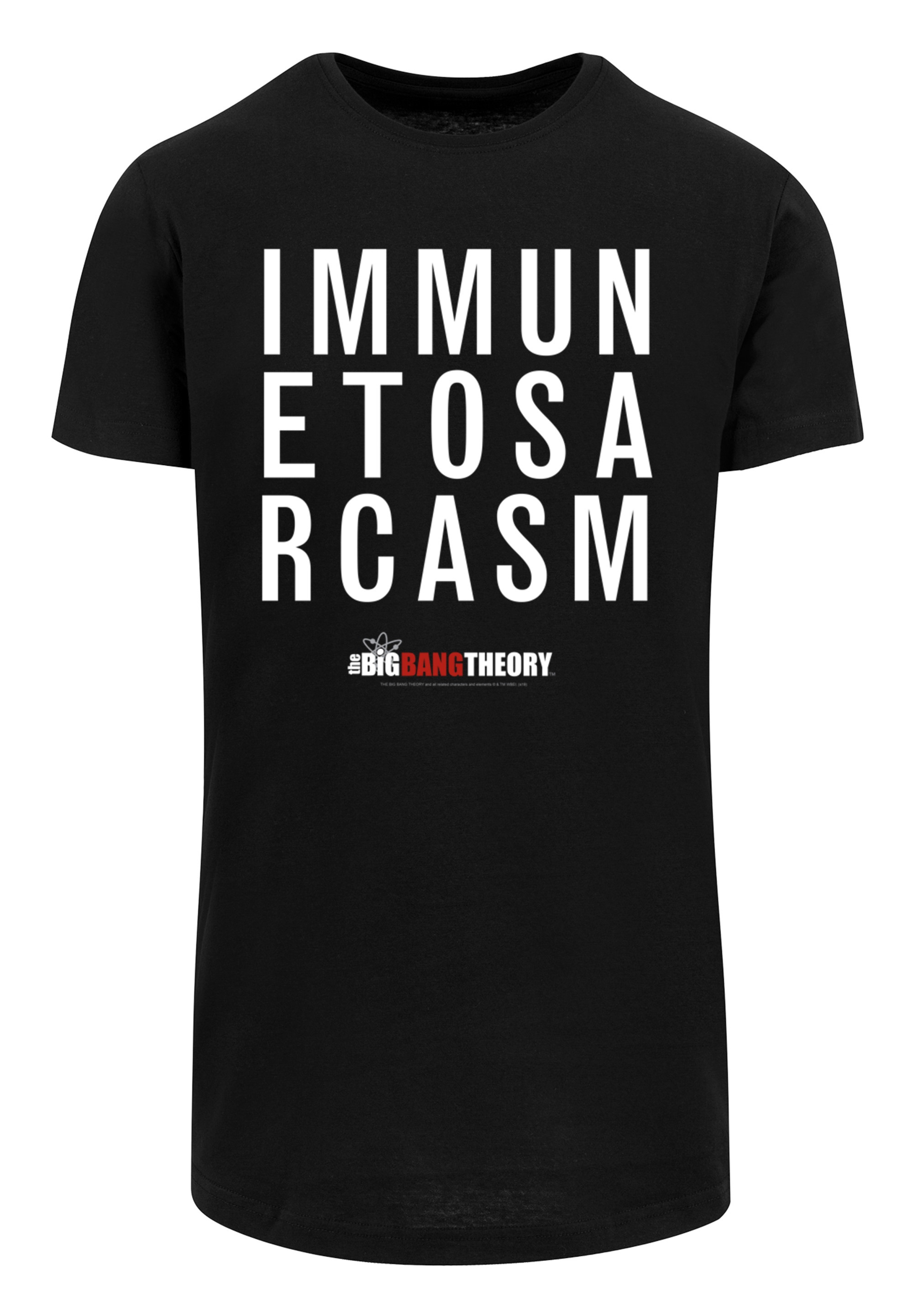 F4NT4STIC T-Shirt »Long Cut Shirt 'Big Bang Theory Immune To Sarcasm'«, Herren,Premium Merch,Lang,Longshirt,Bedruckt