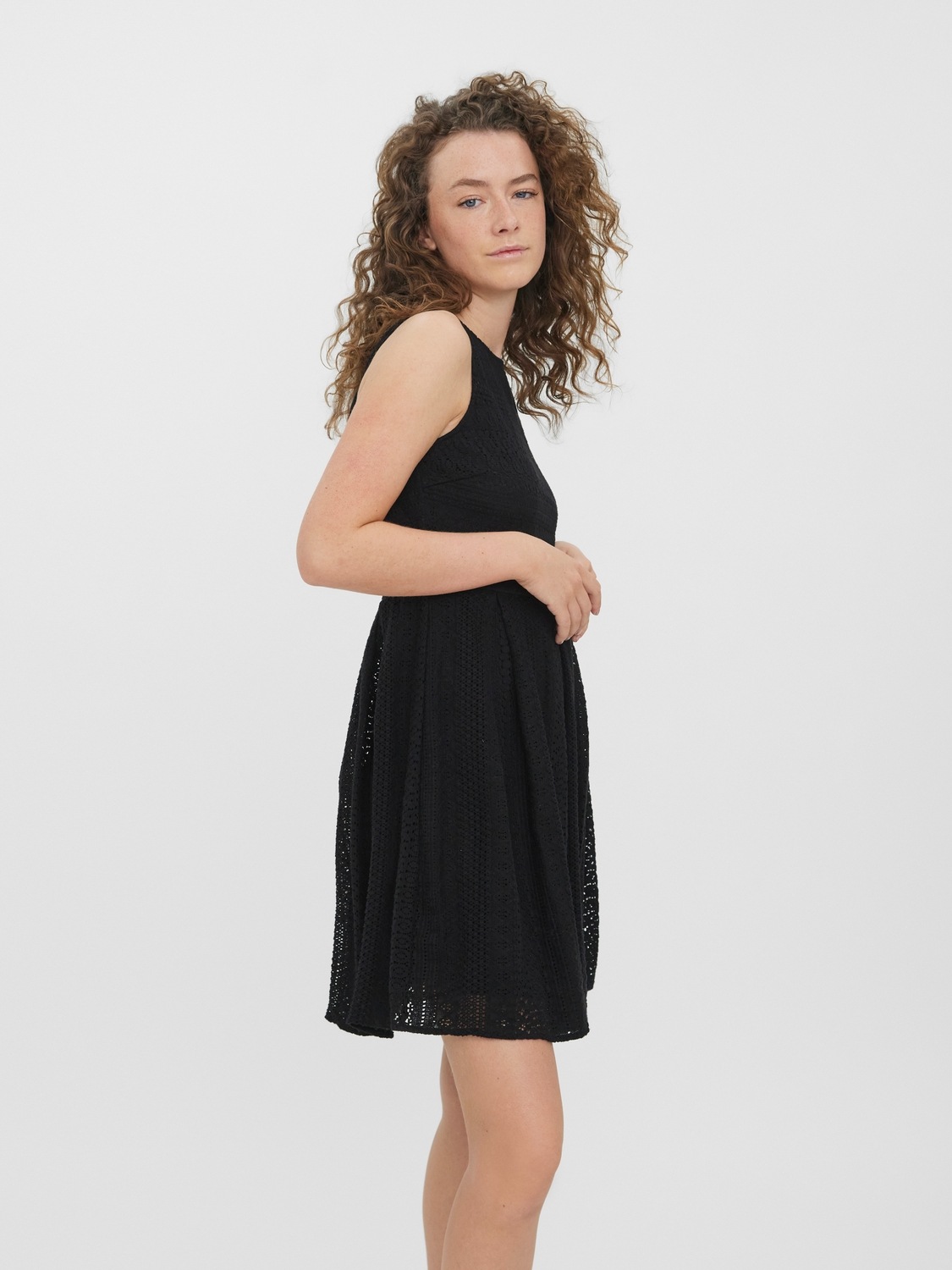 Thumbnail - Vero Moda Minikleid "VMHONEY LACE S/L O-NECK SHORT DRESS WVN" Sommerkleid