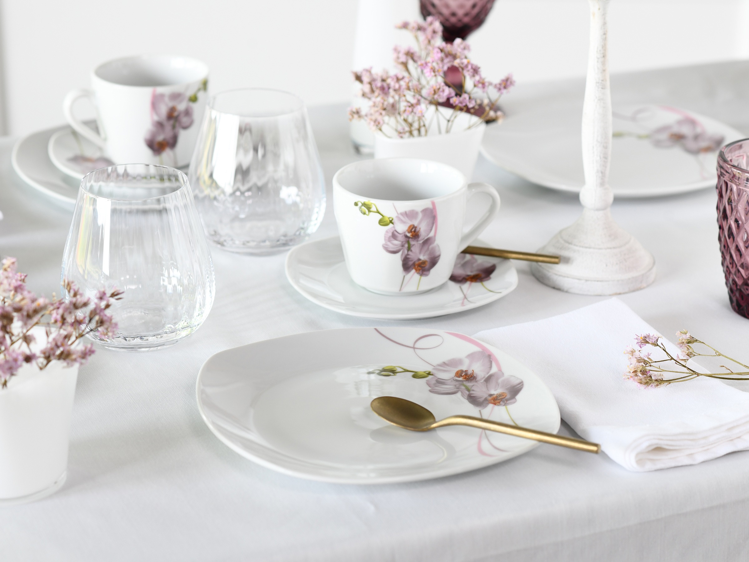 CreaTable Kombiservice »Square Orchidee, Kombi-Service 30-tlg«, (Set, 30 tlg.), Fotorealistische Darstellung