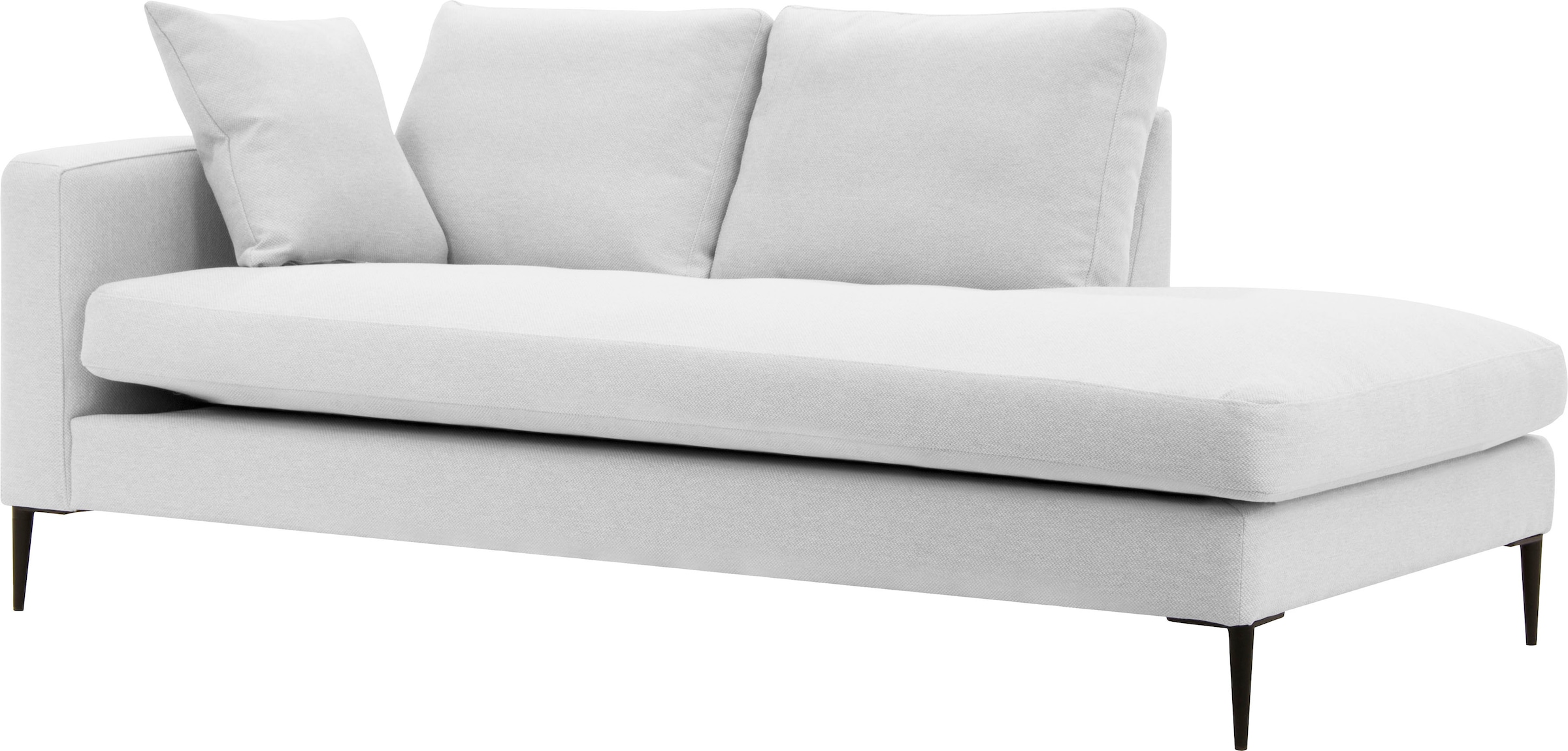 Leonique Recamiere »Cozy Chaiselongue, Maße B/T/H: 195/97/80 cm«, mit losen Kissen und Metallbeinen, Armlehne links oder rechts wählbar