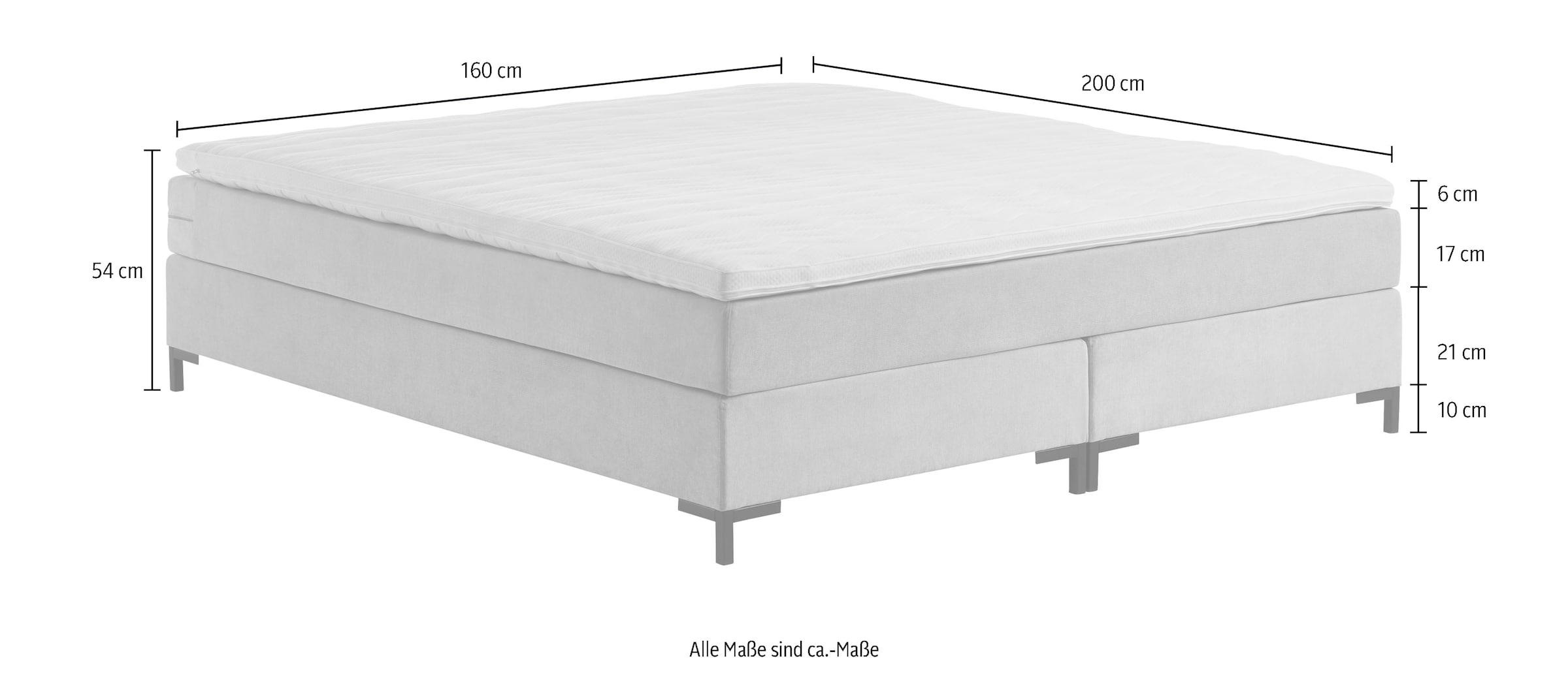 ATLANTIC home collection Boxspringbett »Romy«, ohne Kopfteil, frei im Raum stellbar