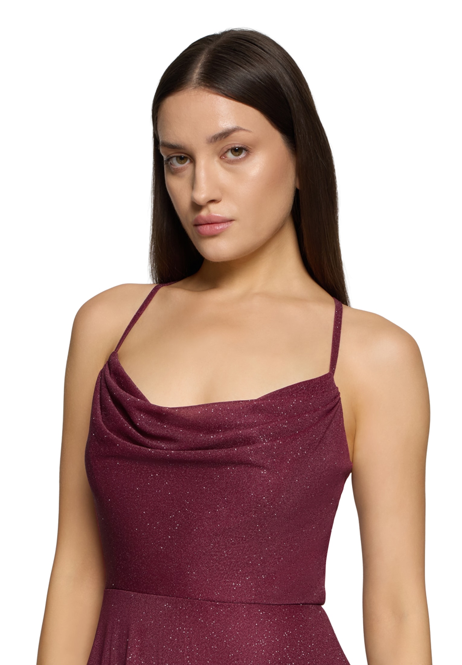 Vera Mont Abendkleid »Damen mit Wasserfallausschnitt« Ohne Tasche Glitzer