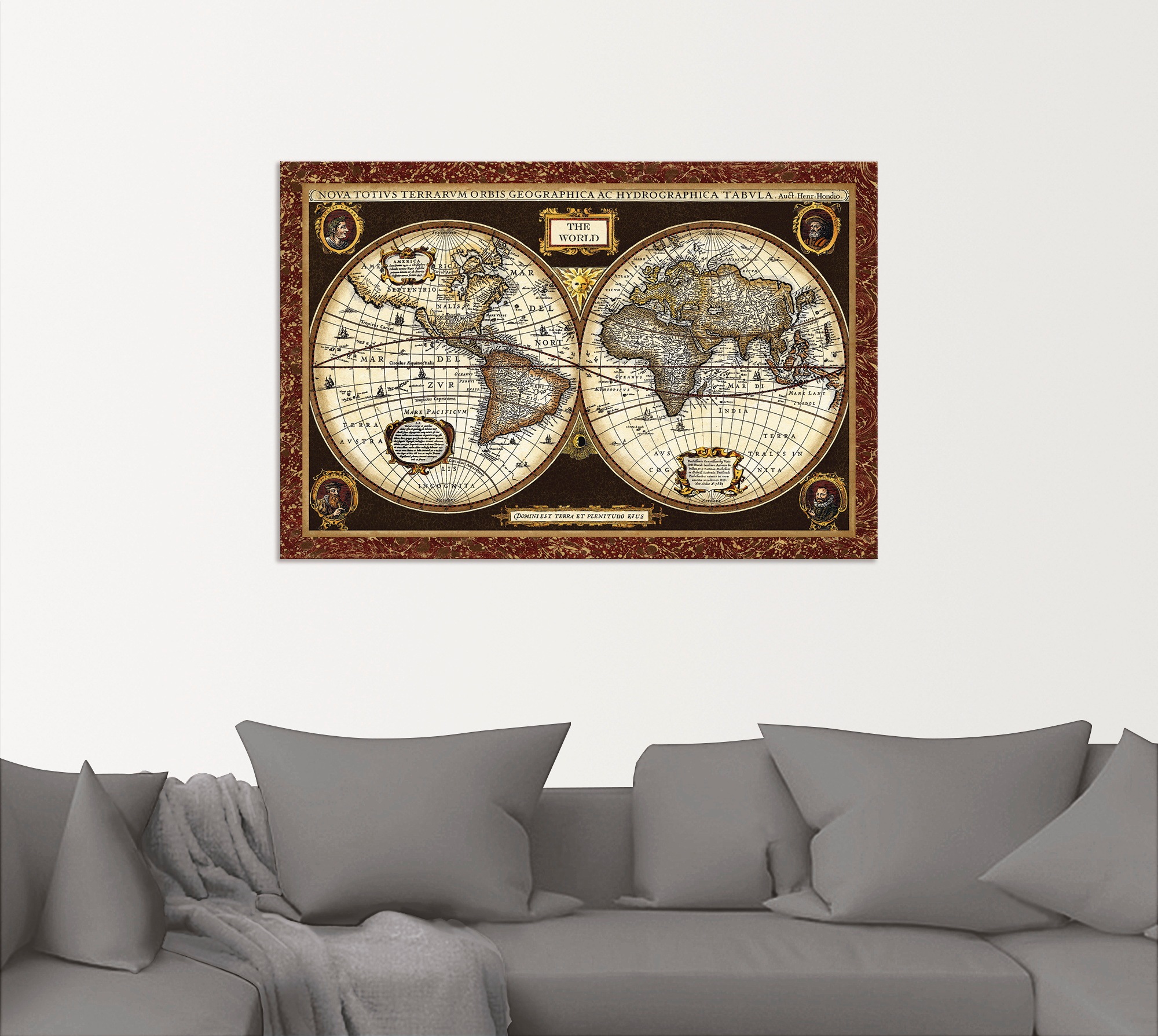 Artland Wandbild »Weltkarte«, Landkarten, (1 St.), als Alubild, Outdoorbild, Leinwandbild, Poster, Wandaufkleber